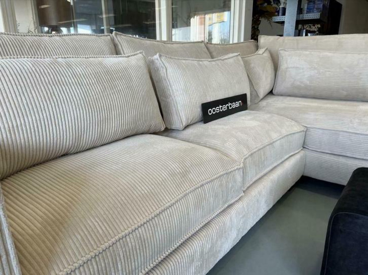 Luxe Hoekbank King 310x220cm Rib stof Beige - NIEUW - Afbeelding 2