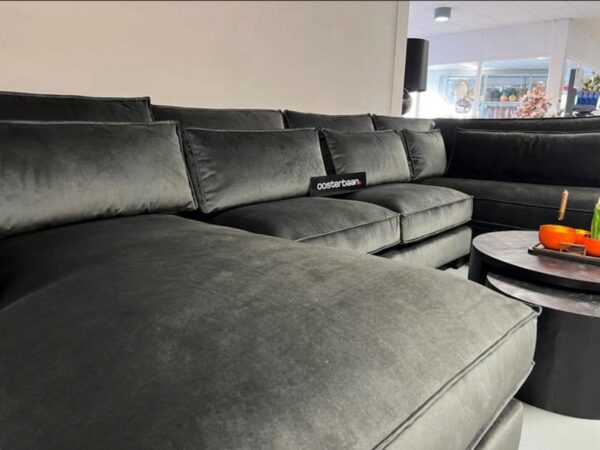 Luxe Velvet U-Bank King 190x400x220cm NIEUW Donkergrijs - Afbeelding 4