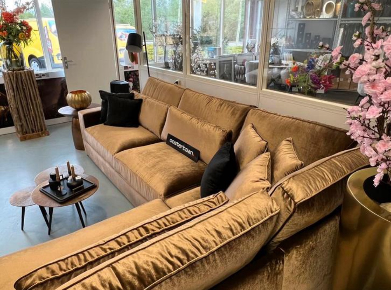 Luxe Velvet Hoekbank Pocket 315x250cm NIEUW - Goud - Afbeelding 4