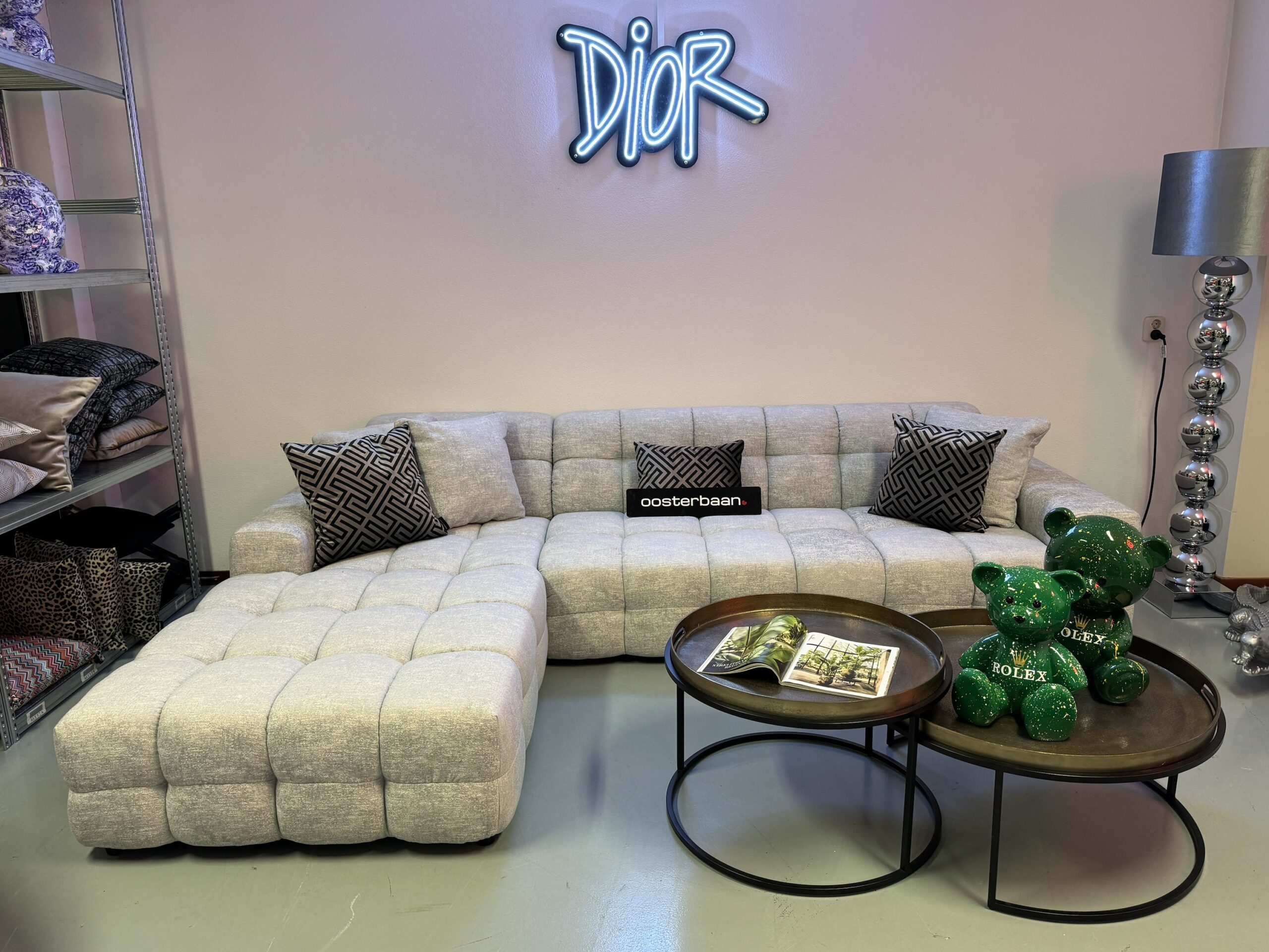 Luxe Velvet Loungebank Yently 200x300cm Grijs