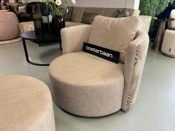 Luxe Velvet Draaifauteuil Anton + Poef - Two Tone Custom