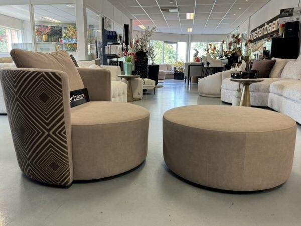 Luxe Velvet Draaifauteuil Anton + Poef - Two Tone Custom - Afbeelding 6