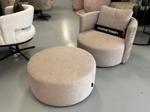 Luxe Velvet Draaifauteuil Anton + Poef - Two Tone Custom - Afbeelding 3