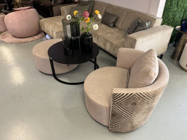 Luxe Velvet Draaifauteuil Anton + Poef - Two Tone Custom - Afbeelding 7