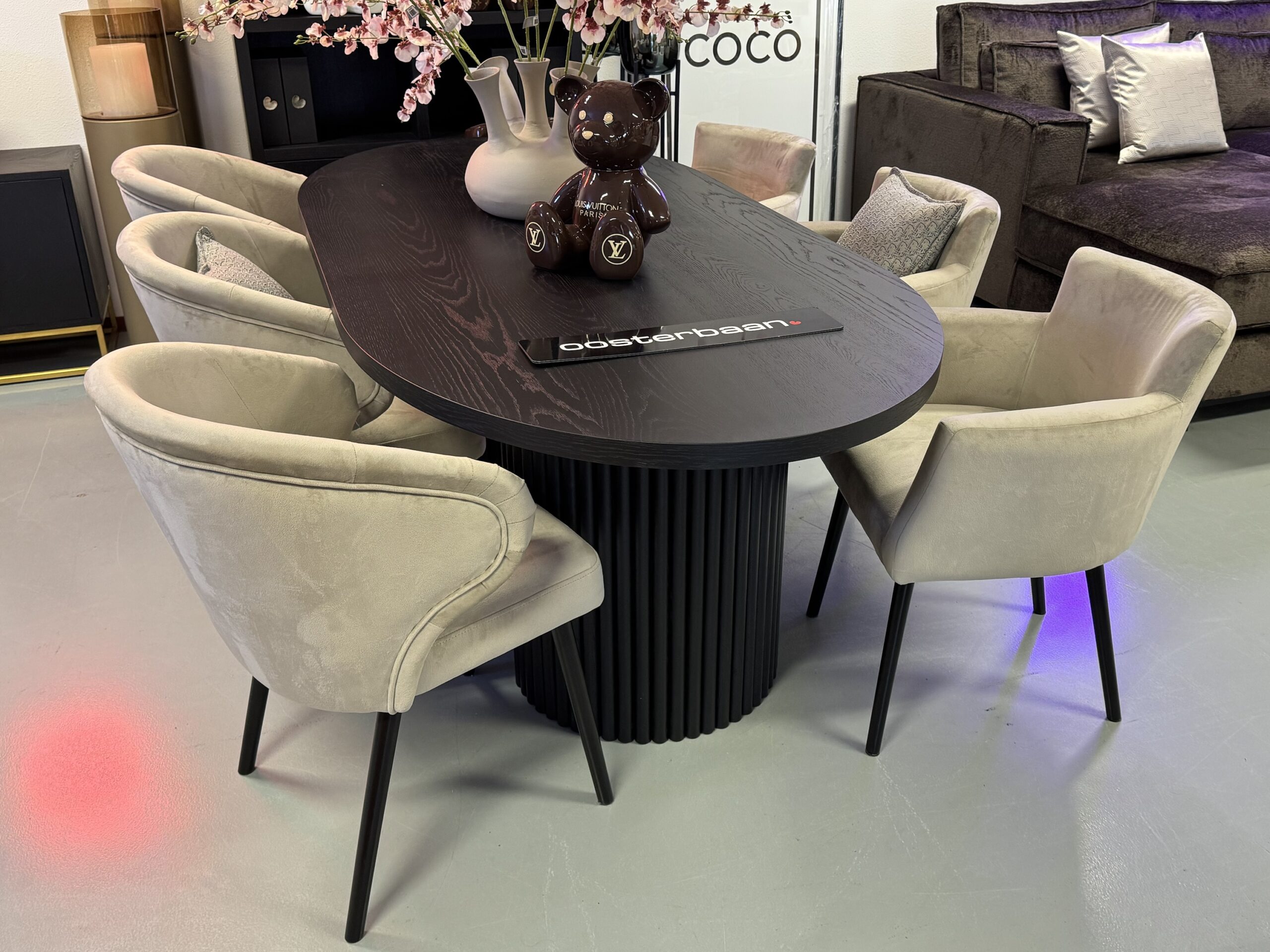 Luxe Eettafel Bo Black Oak 220x100cm NIEUW Ovaal Rond Zwart - Afbeelding 9