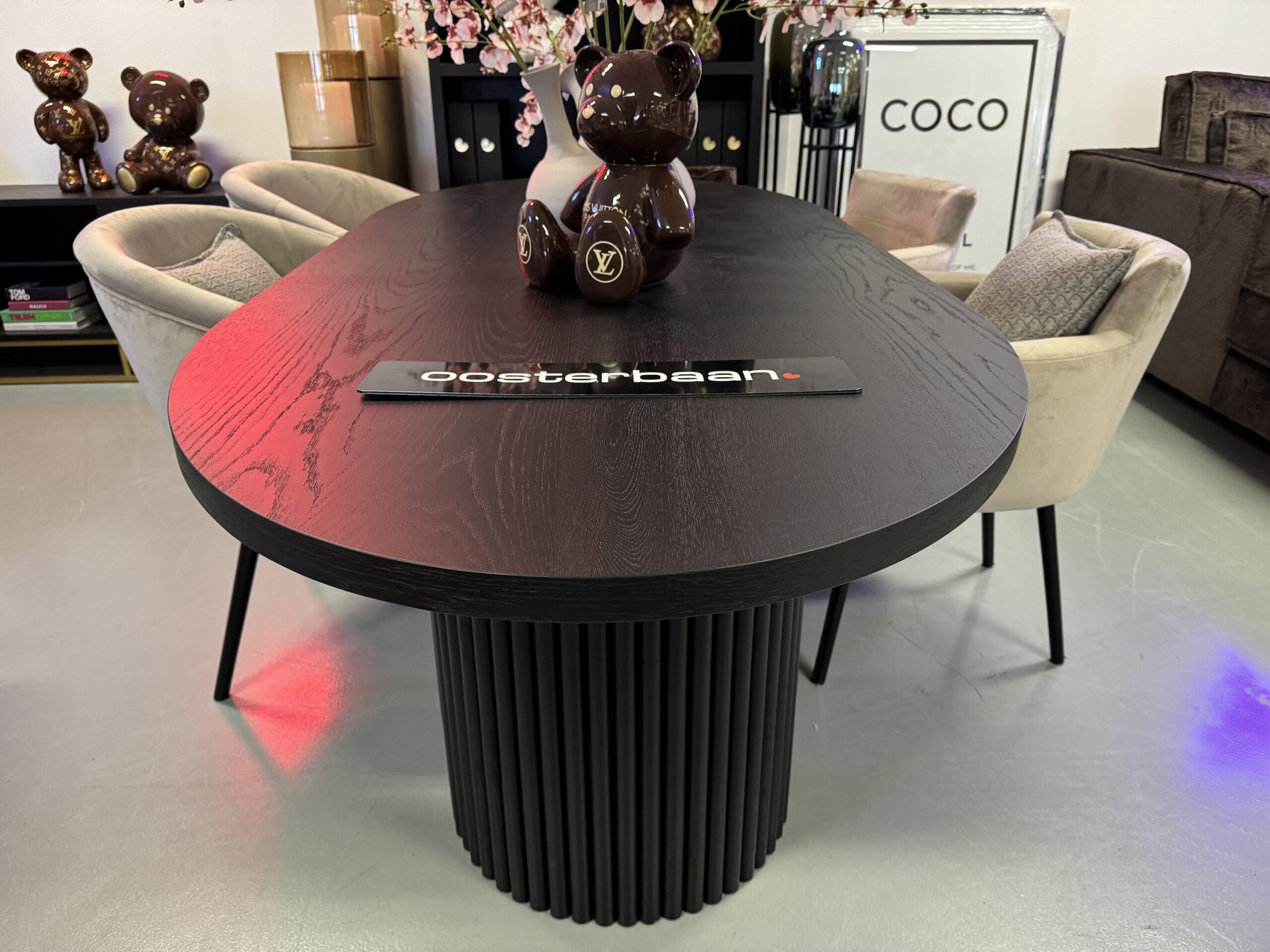 Luxe Eettafel Bo Black Oak 220x100cm NIEUW Ovaal Rond Zwart - Afbeelding 10