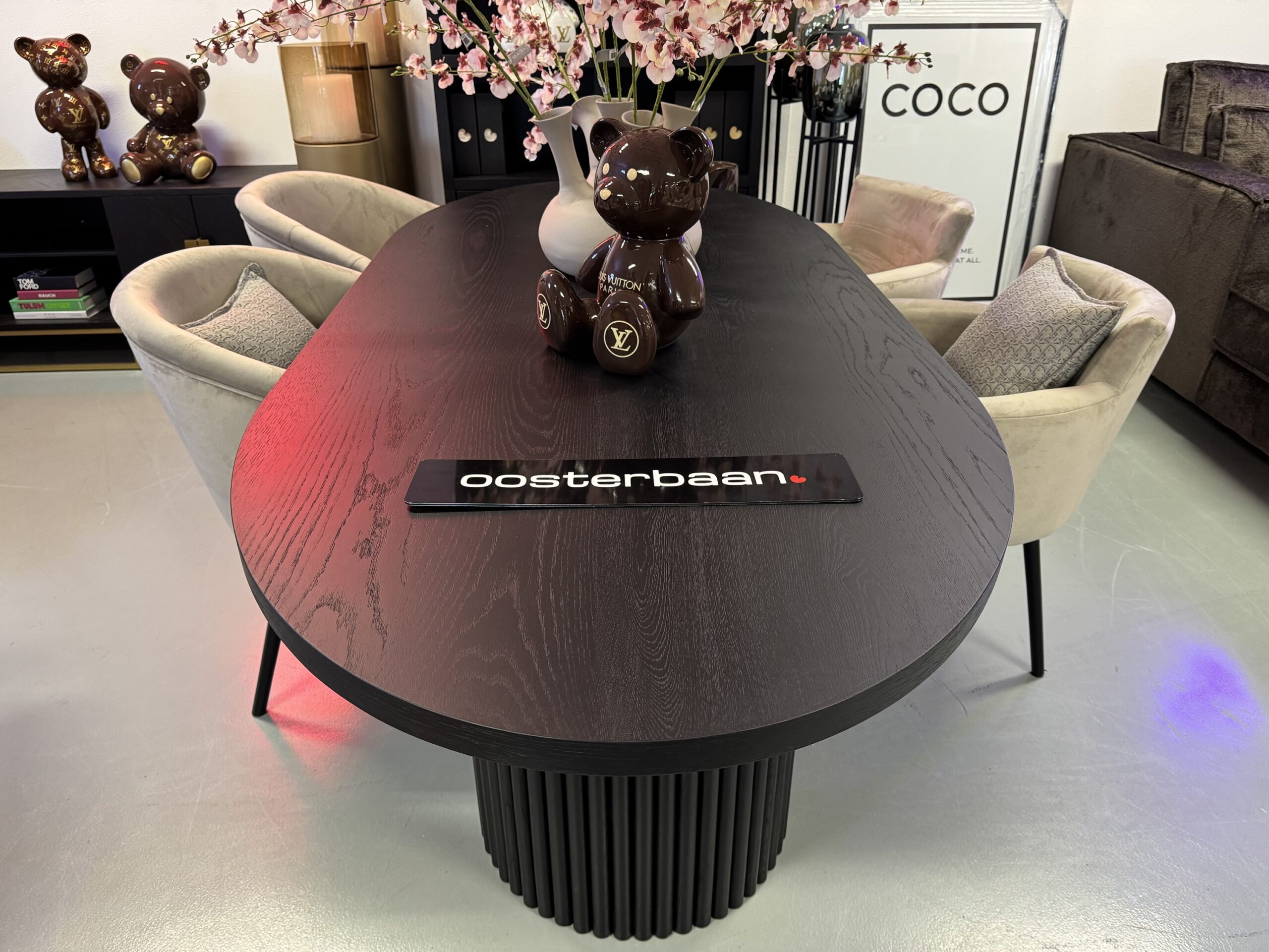 Luxe Eettafel Bo Black Oak 220x100cm NIEUW Ovaal Rond Zwart - Afbeelding 7