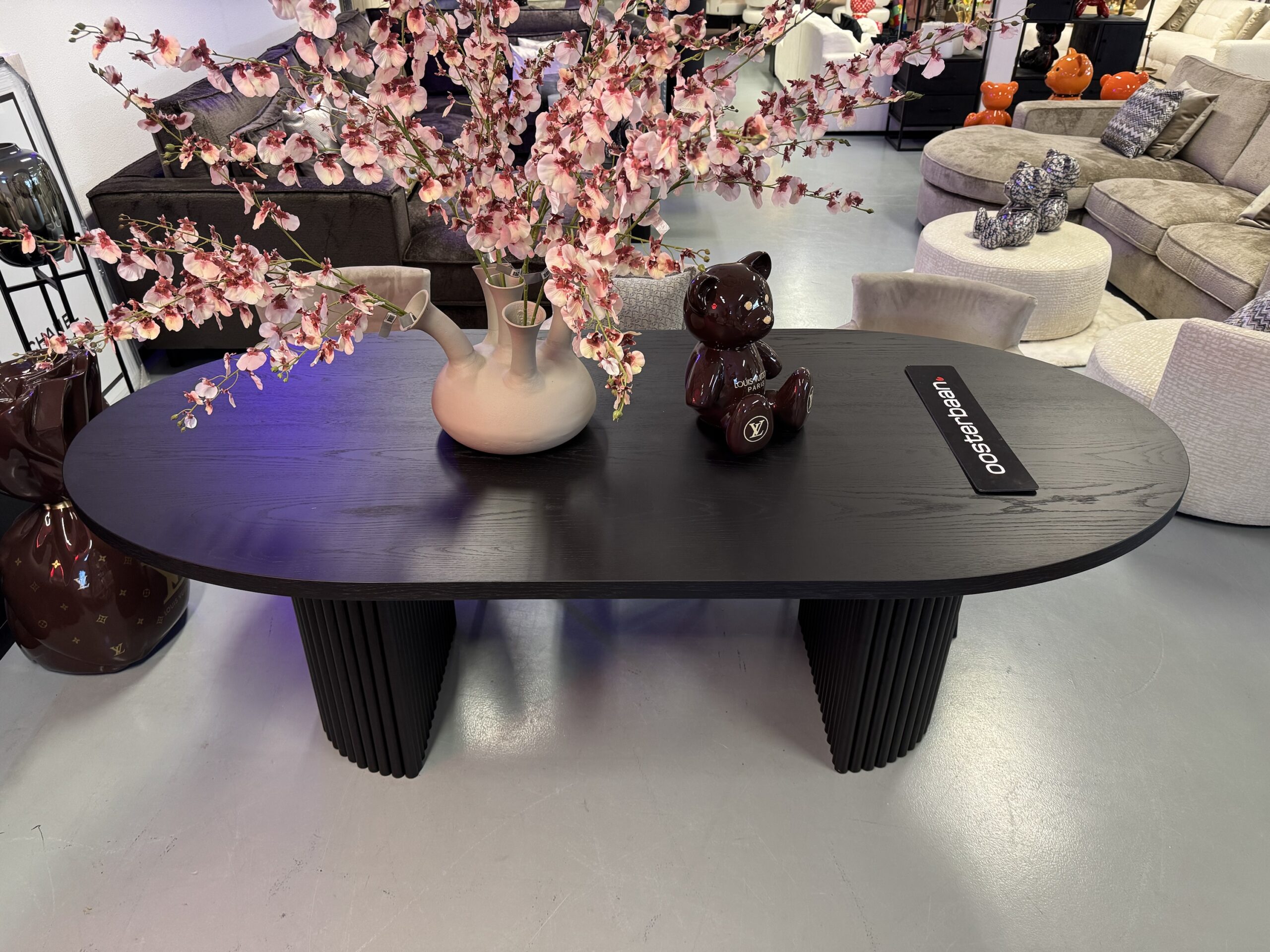 Luxe Eettafel Bo Black Oak 220x100cm NIEUW Ovaal Rond Zwart - Afbeelding 8