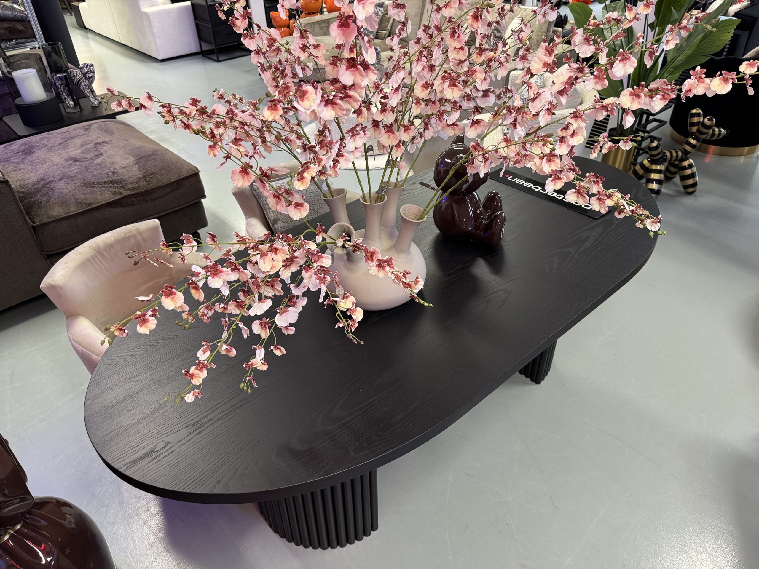 Luxe Eettafel Bo Black Oak 220x100cm NIEUW Ovaal Rond Zwart - Afbeelding 6