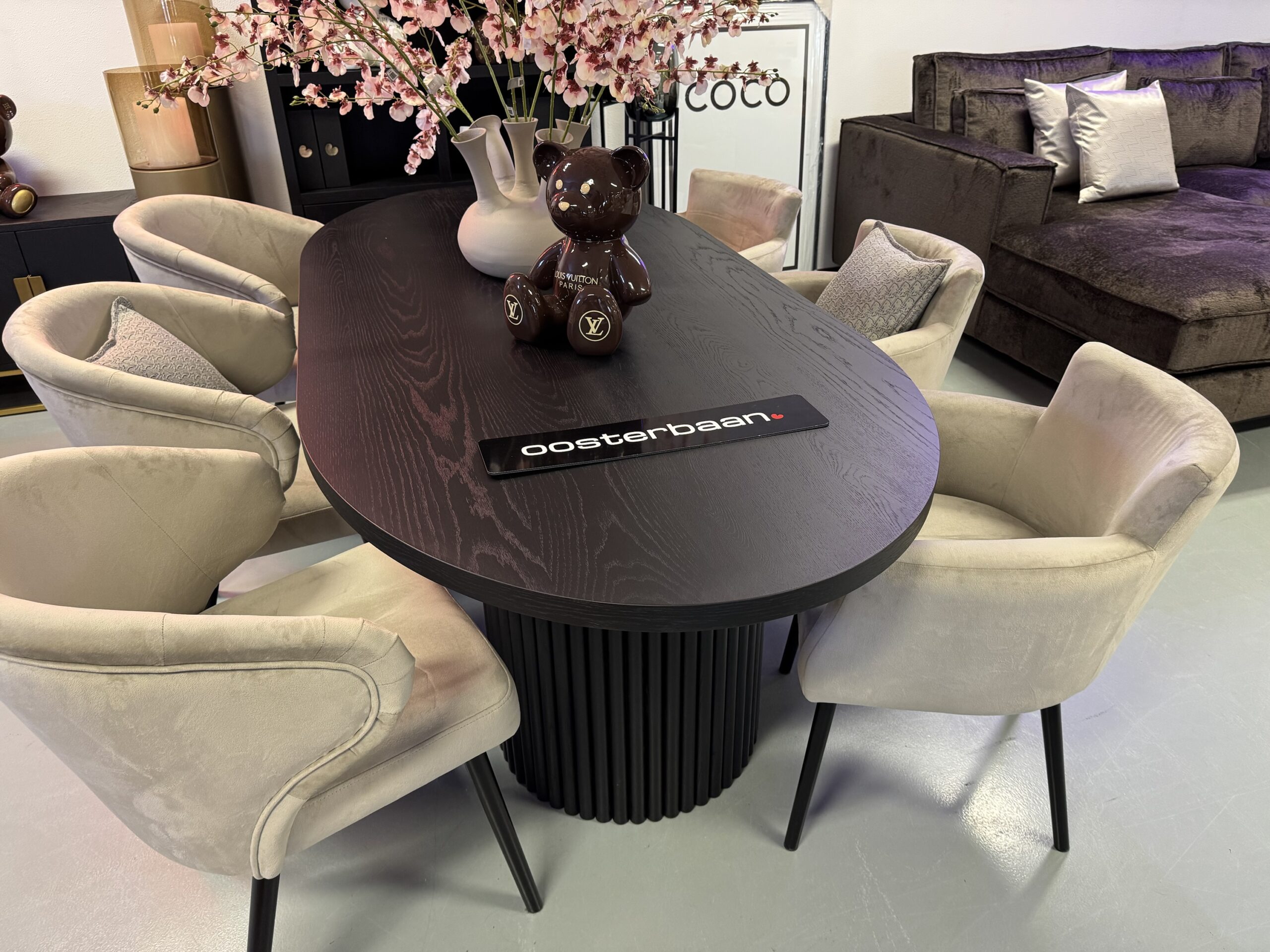 Luxe Eettafel Bo Black Oak 220x100cm NIEUW Ovaal Rond Zwart - Afbeelding 3