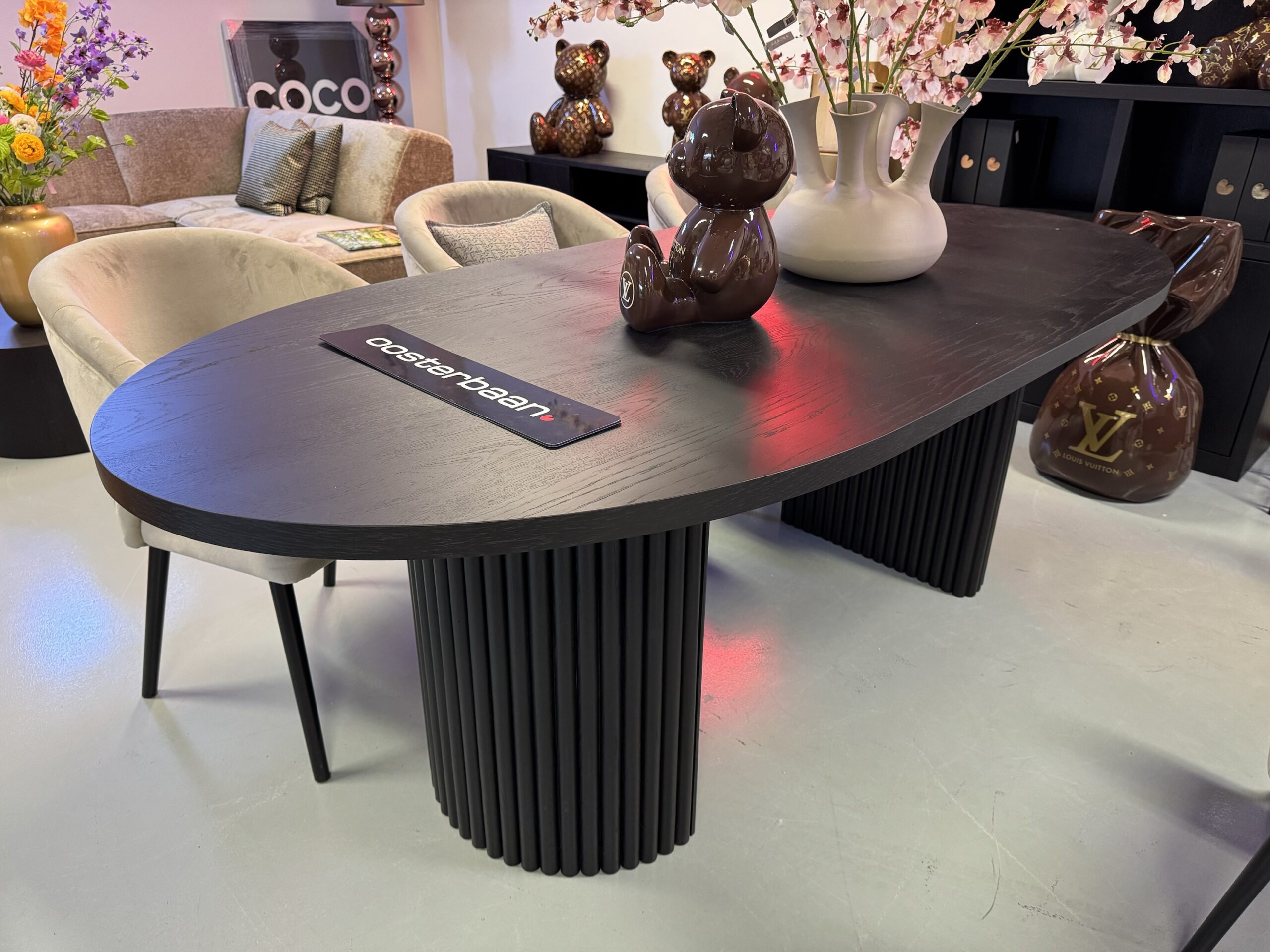 Luxe Eettafel Bo Black Oak 220x100cm NIEUW Ovaal Rond Zwart - Afbeelding 12