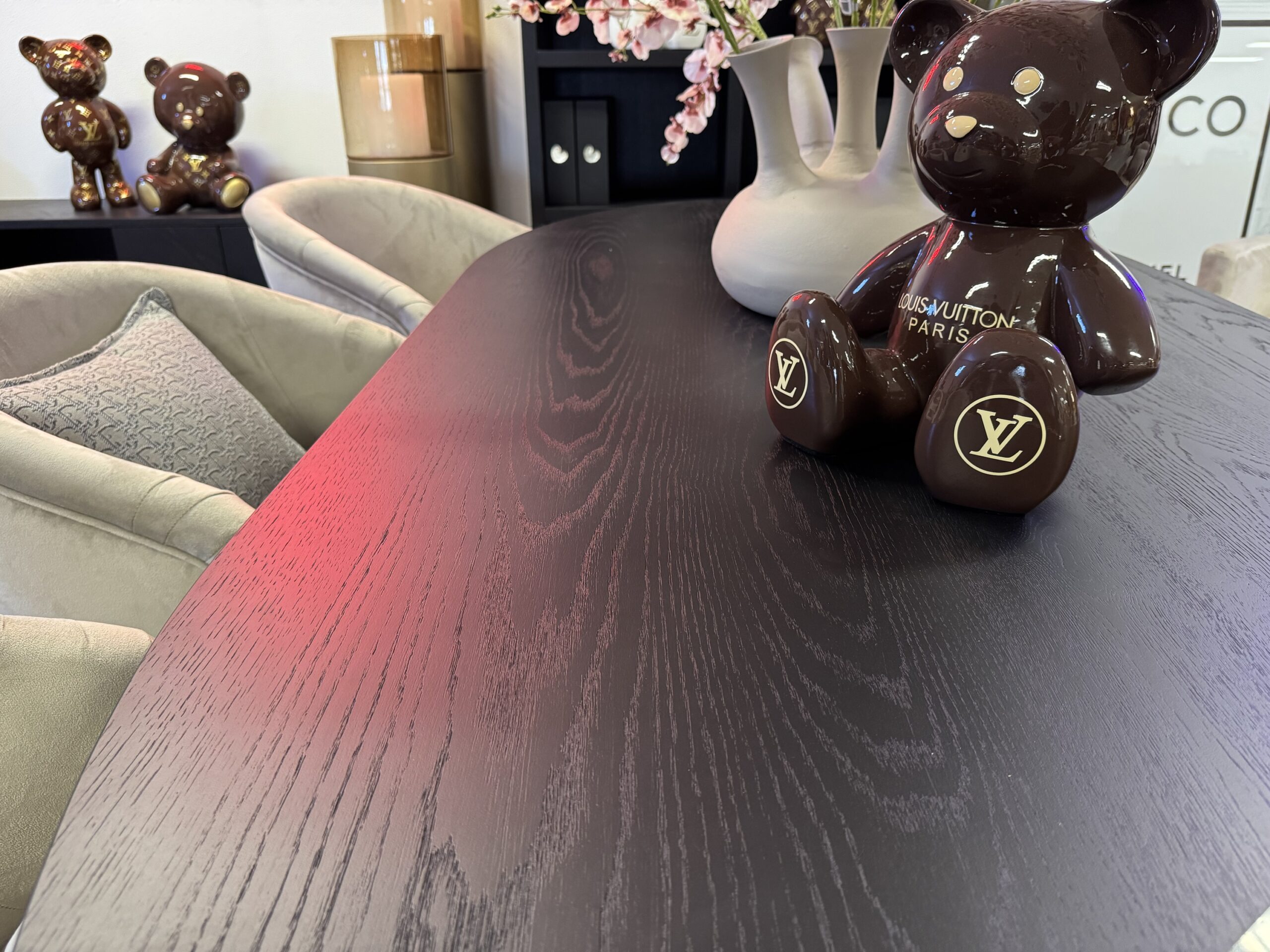 Luxe Eettafel Bo Black Oak 220x100cm NIEUW Ovaal Rond Zwart - Afbeelding 5