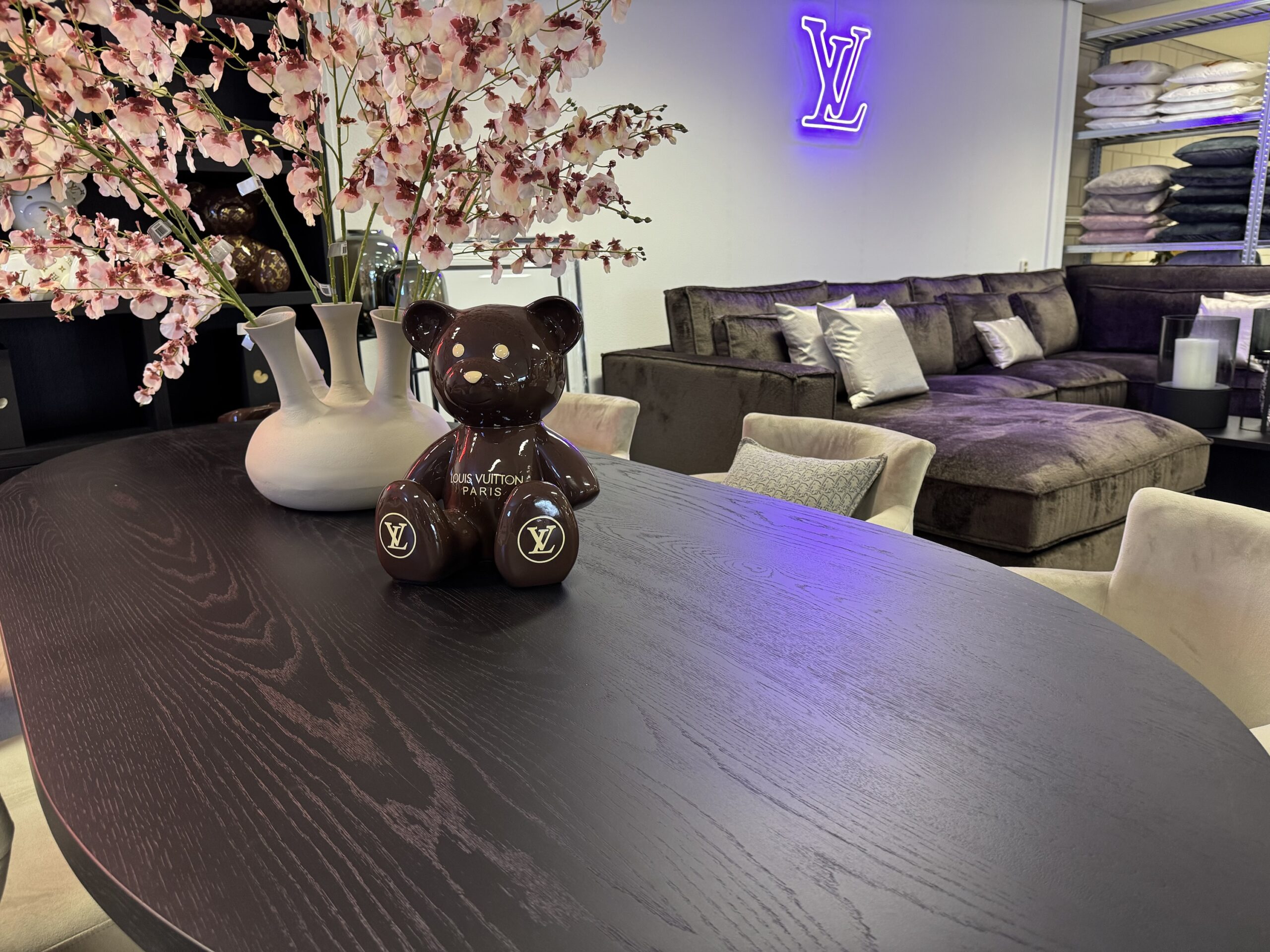 Luxe Eettafel Bo Black Oak 220x100cm NIEUW Ovaal Rond Zwart - Afbeelding 2