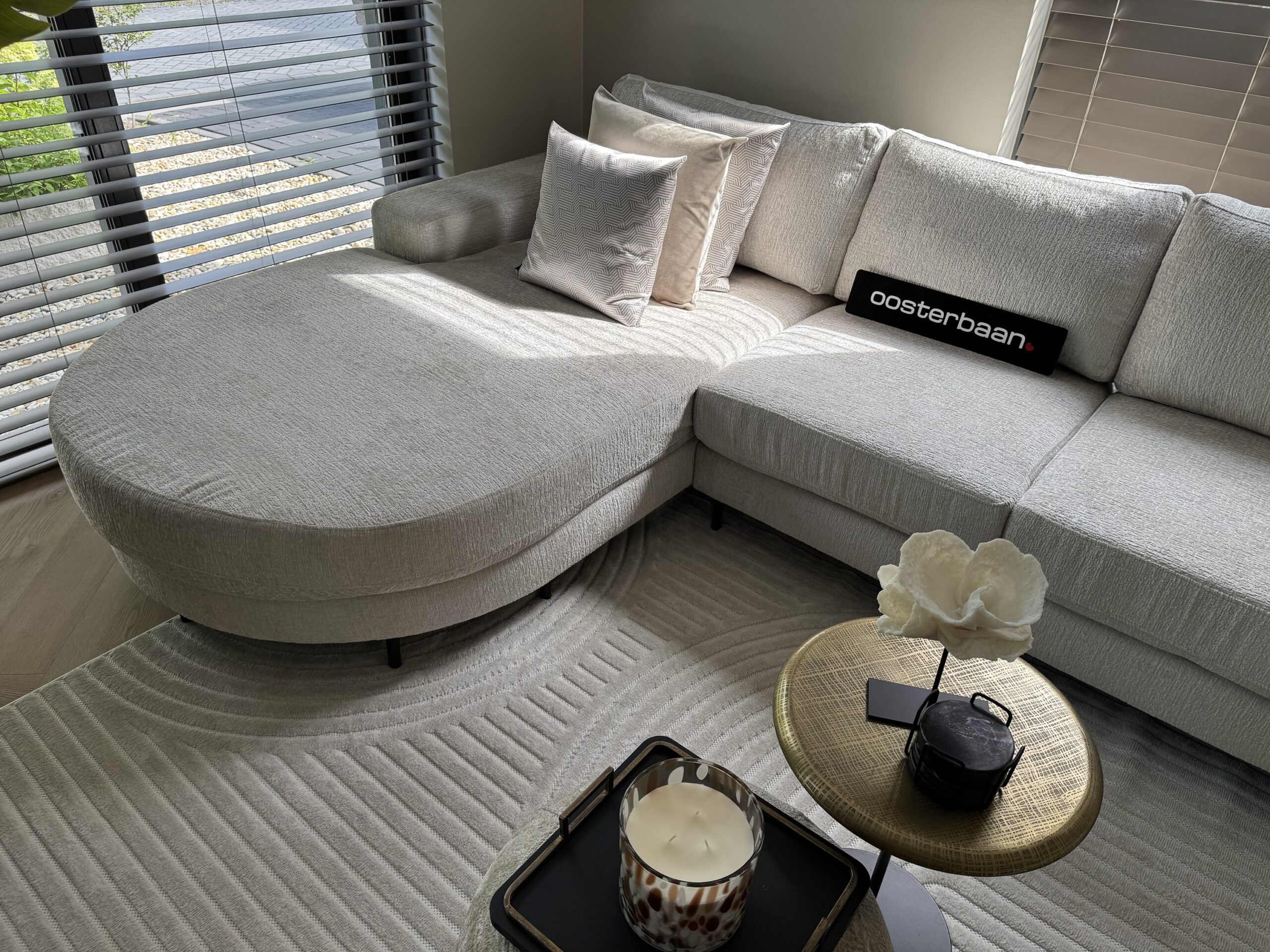 Luxe Velvet Teddy U-Bank Rondo 200x375x270cm Wit Beige - Japandi Stijl - Afbeelding 6