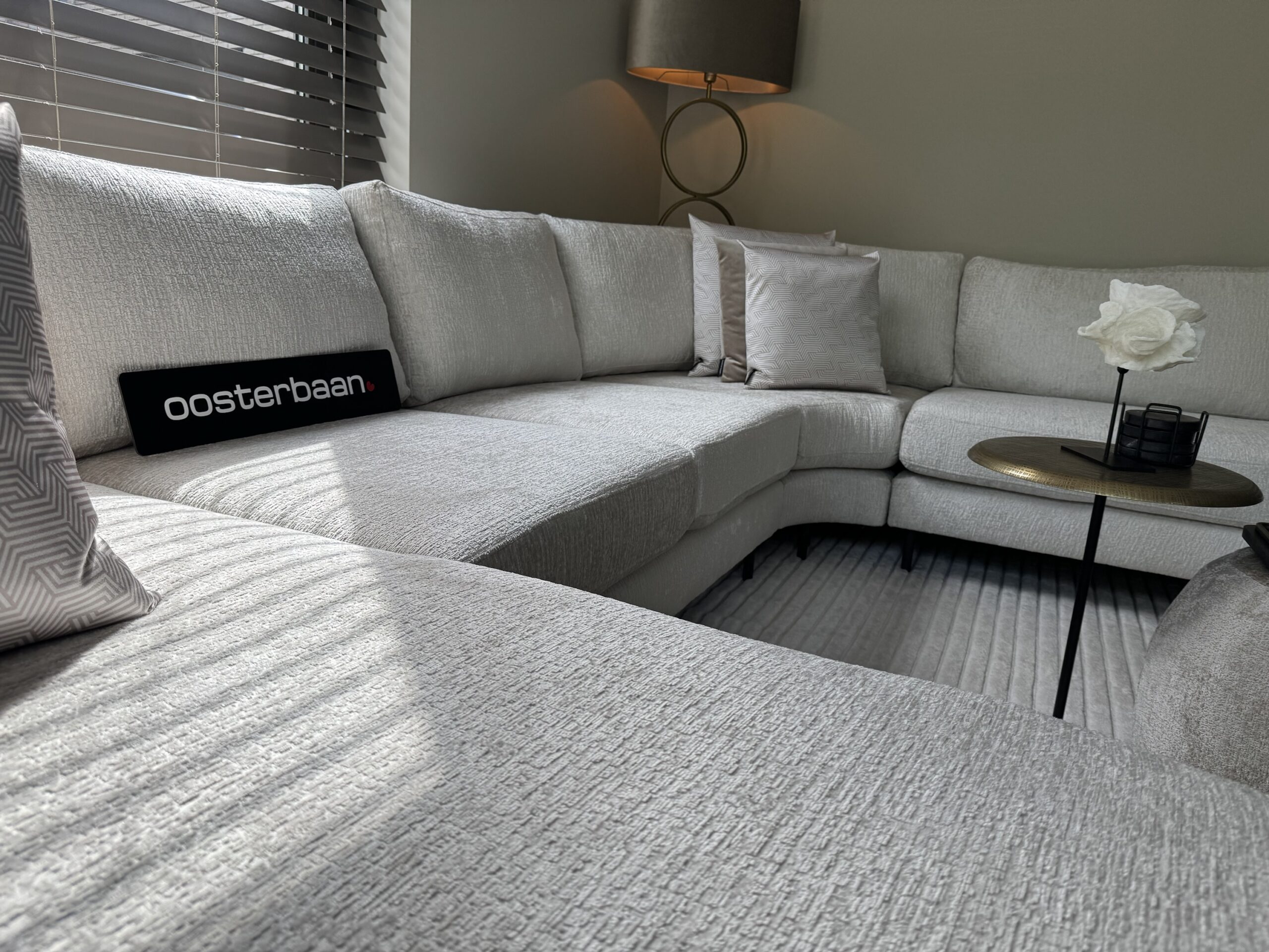 Luxe Velvet Teddy U-Bank Rondo 200x375x270cm Wit Beige - Japandi Stijl - Afbeelding 10