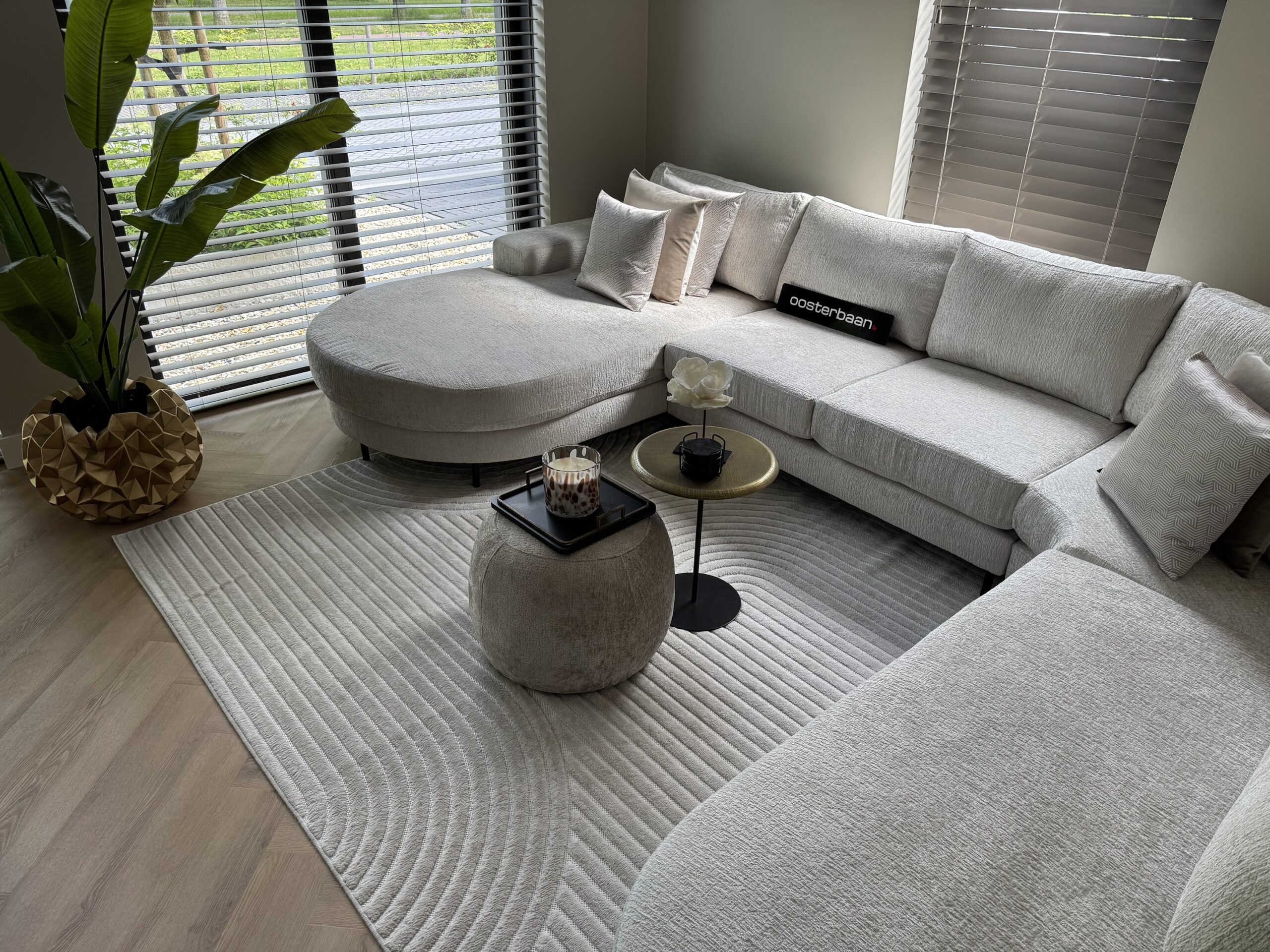 Luxe Velvet Teddy U-Bank Rondo 200x375x270cm Wit Beige - Japandi Stijl - Afbeelding 8