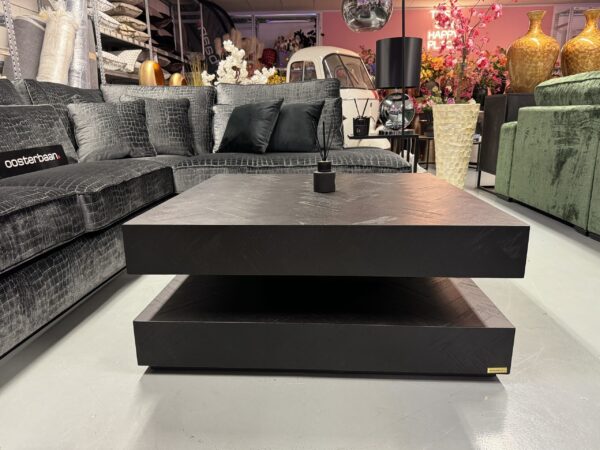 Luxe Visgraat Hamburger Salontafel Black Oak Zwart - NIEUW - Afbeelding 5