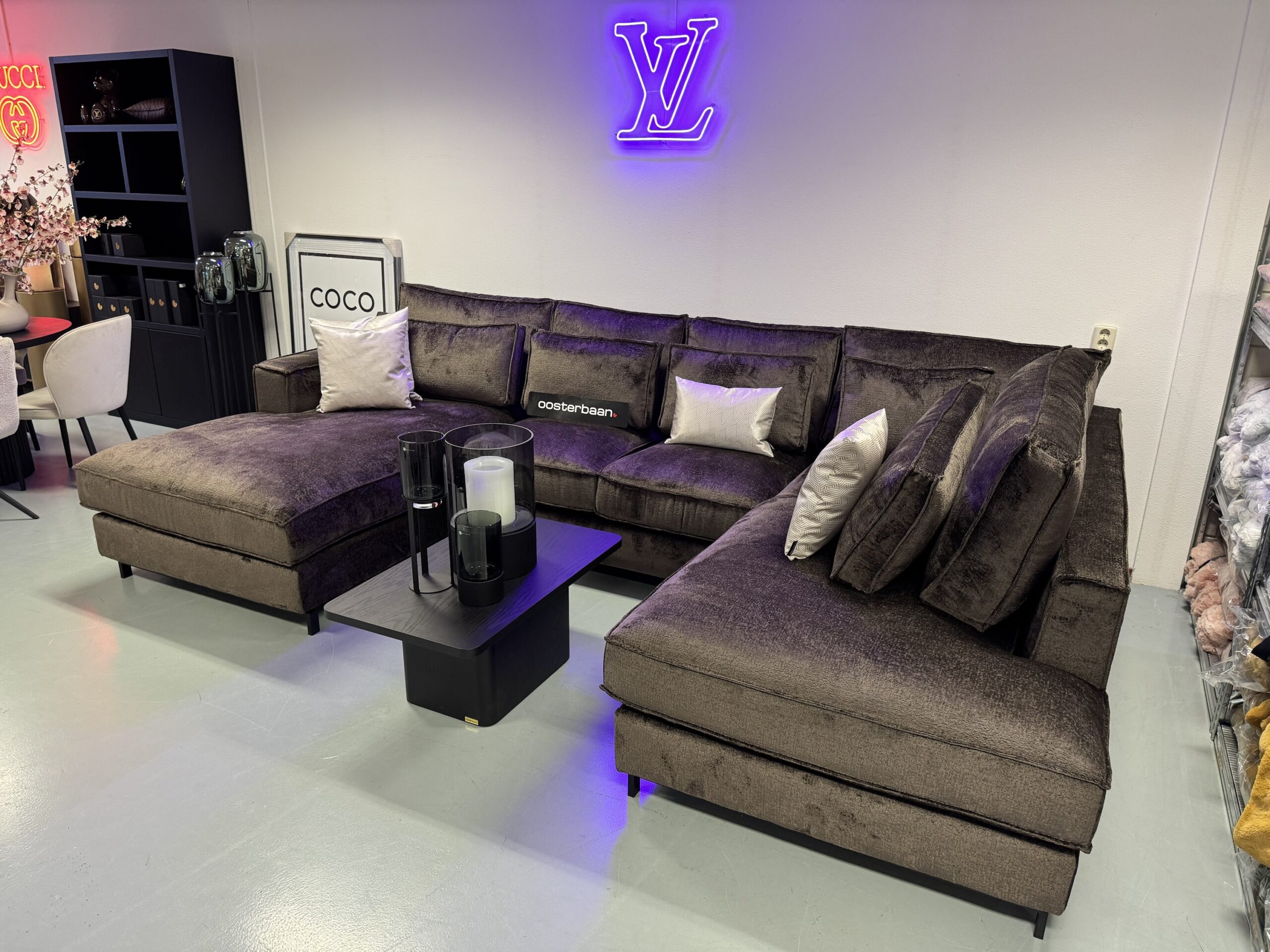 Luxe Teddy Velvet U-bank King Bergen107 Bruin 195x370x220cm - Afbeelding 8