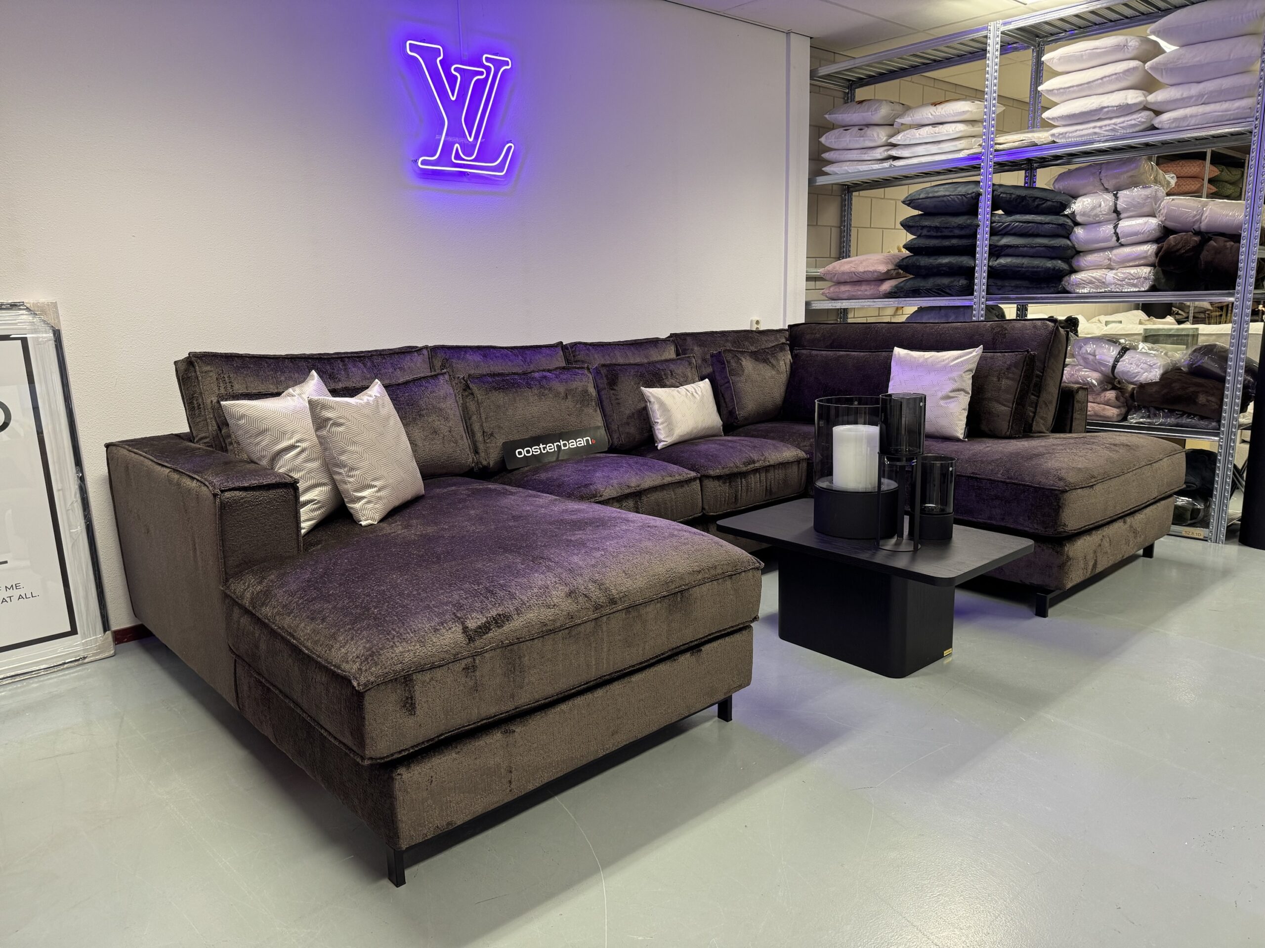 Luxe Teddy Velvet U-bank King Bergen107 Bruin 195x370x220cm - Afbeelding 7