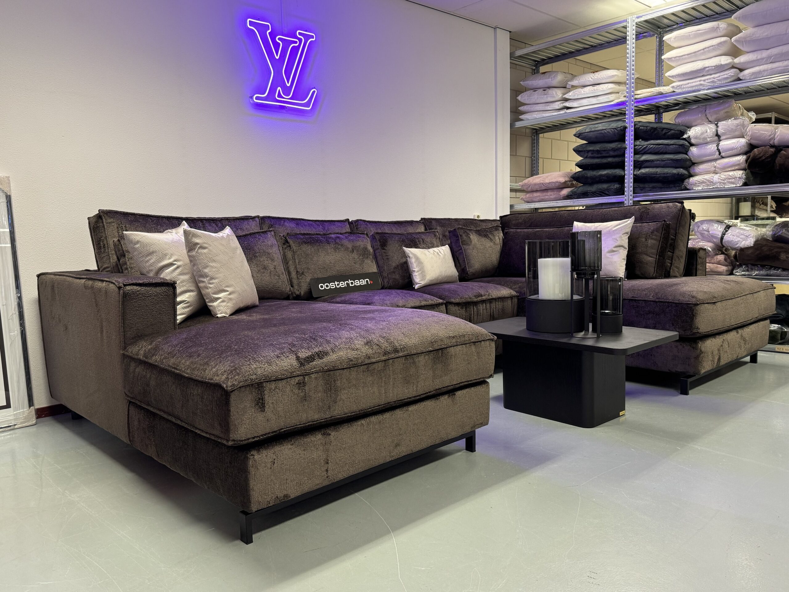 Luxe Teddy Velvet U-bank King Bergen107 Bruin 195x370x220cm - Afbeelding 3