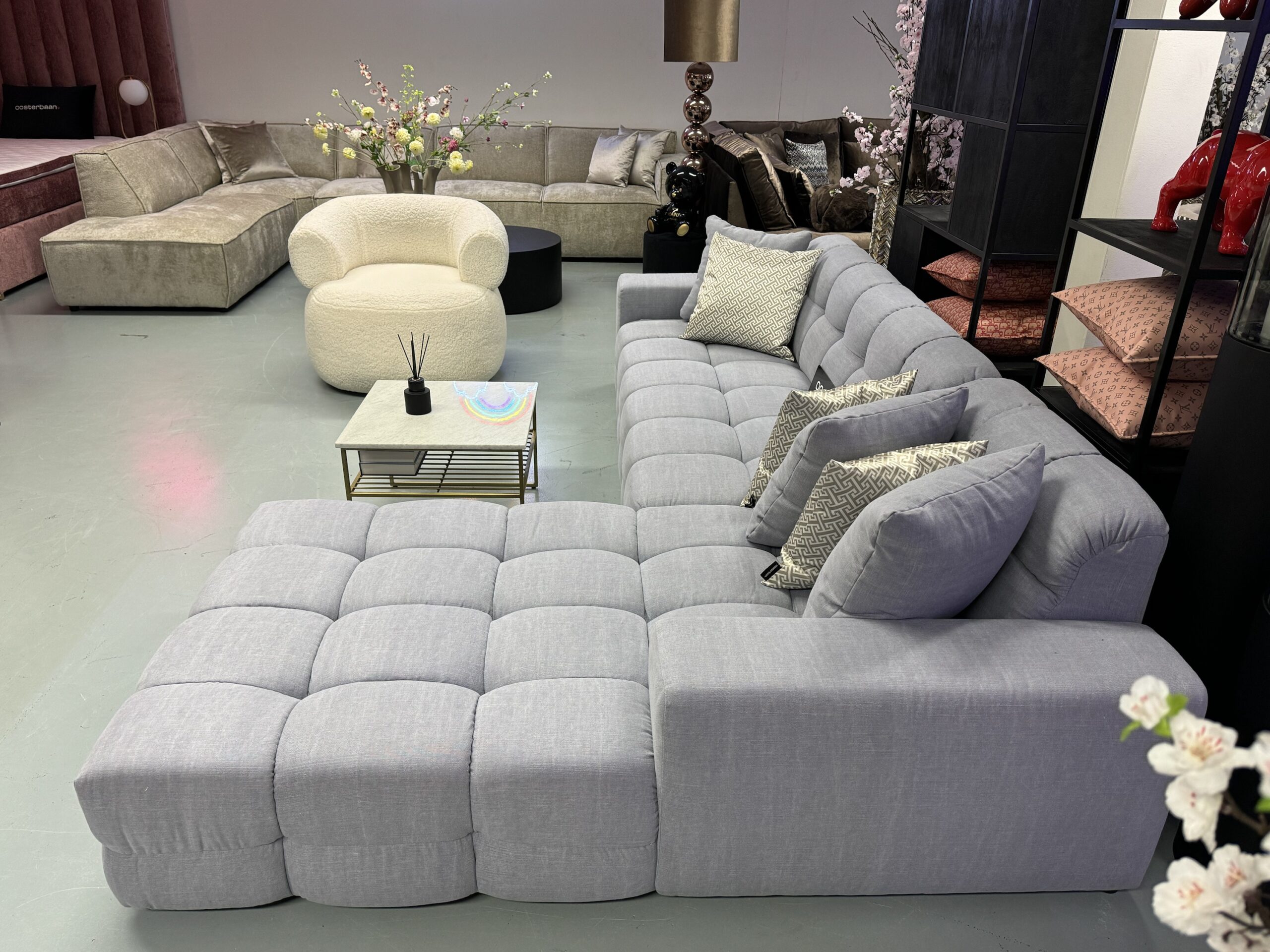 Luxe Velvet Loungebank Yently 200x300cm Jeans Blauw - NEW - Afbeelding 6