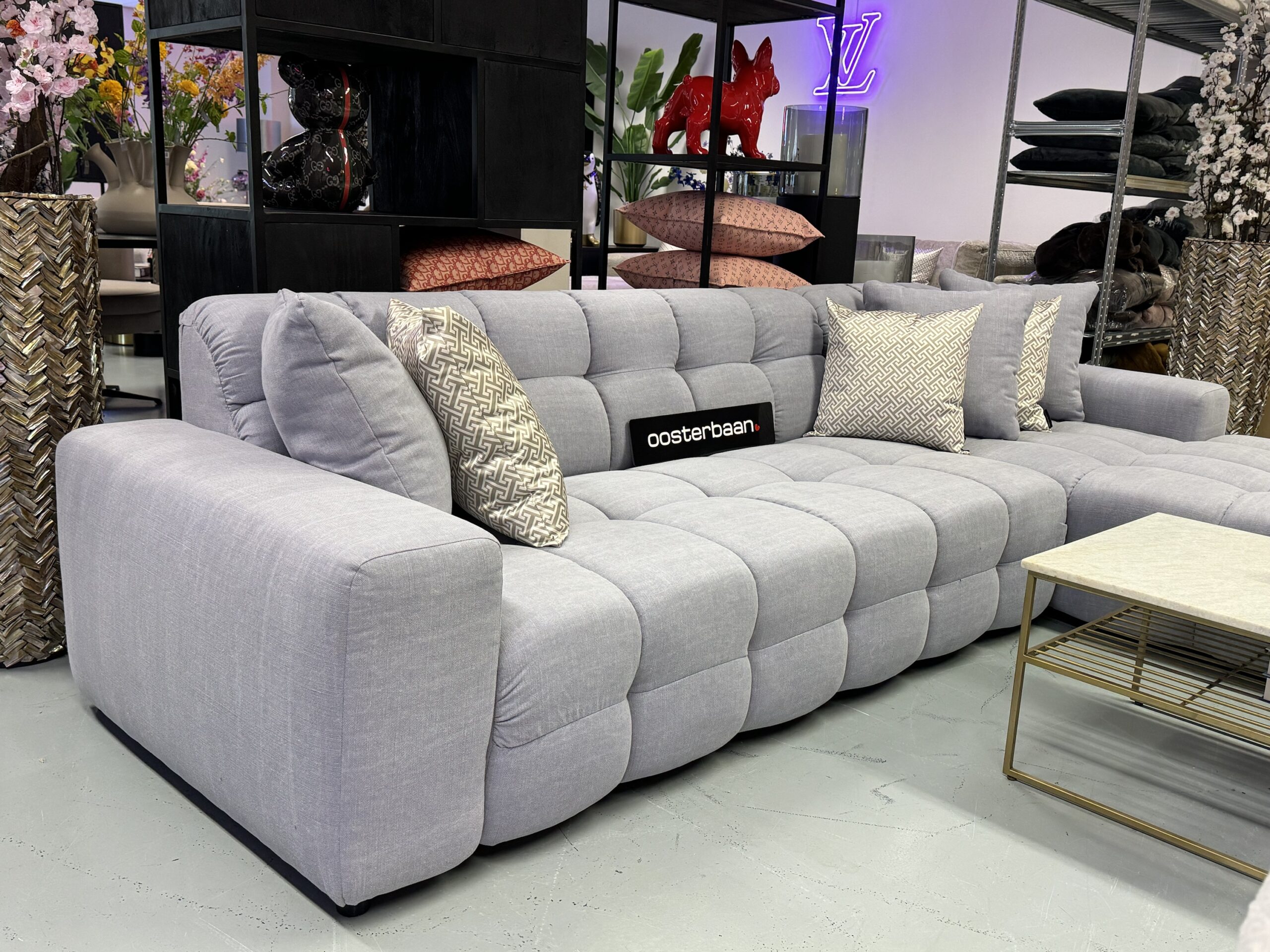 Luxe Velvet Loungebank Yently 200x300cm Jeans Blauw - NEW - Afbeelding 3