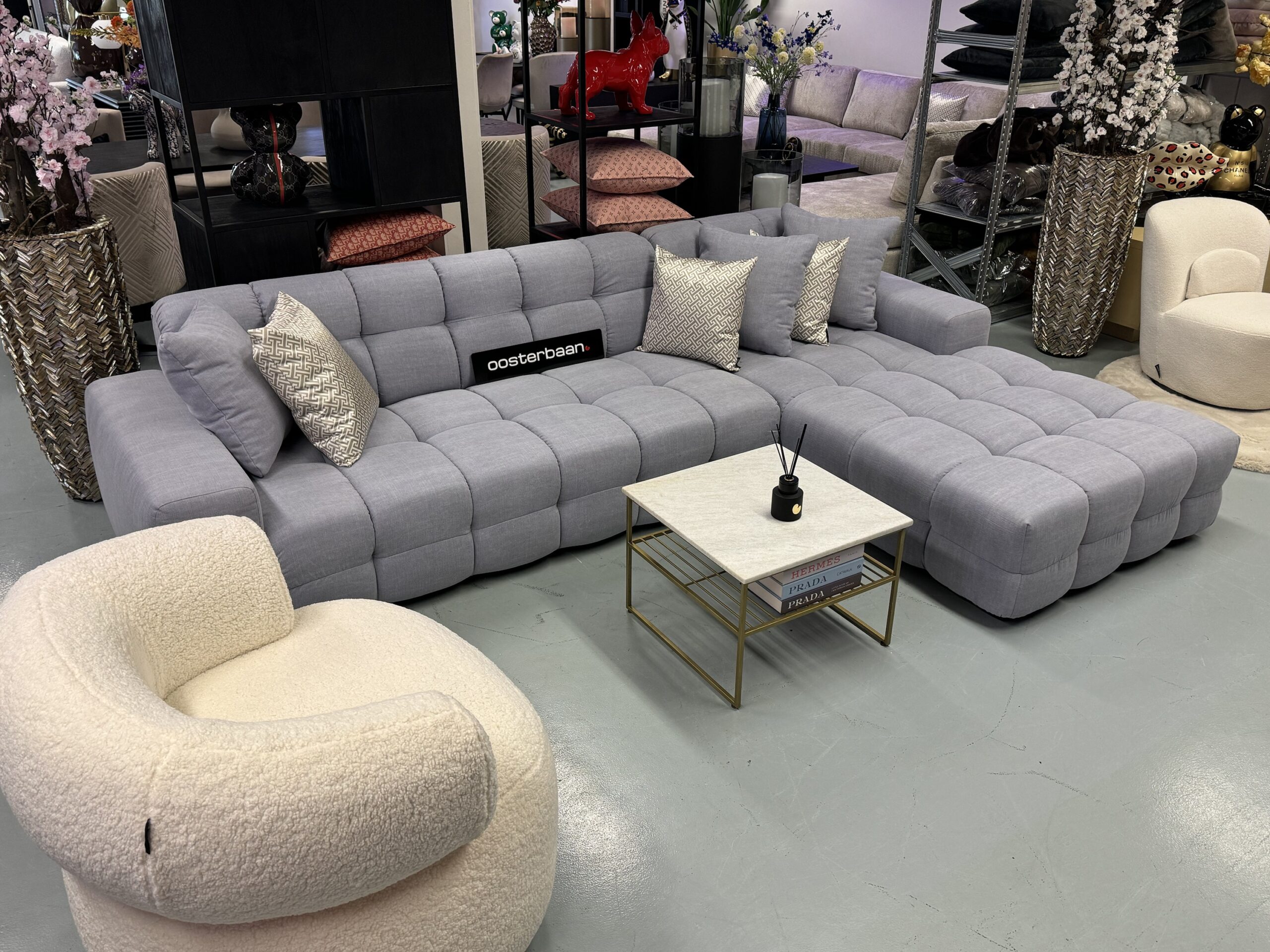 Luxe Velvet Loungebank Yently 200x300cm Jeans Blauw - NEW - Afbeelding 4