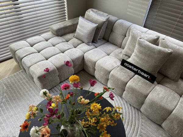Luxe Teddy Velvet U-Bank Yently 200x370x250cm Beige - Afbeelding 2