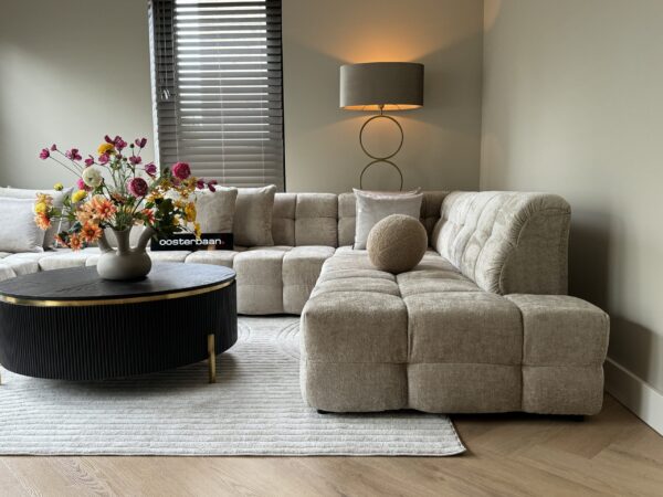 Luxe Teddy Velvet U-Bank Yently 200x370x250cm Beige - Afbeelding 3