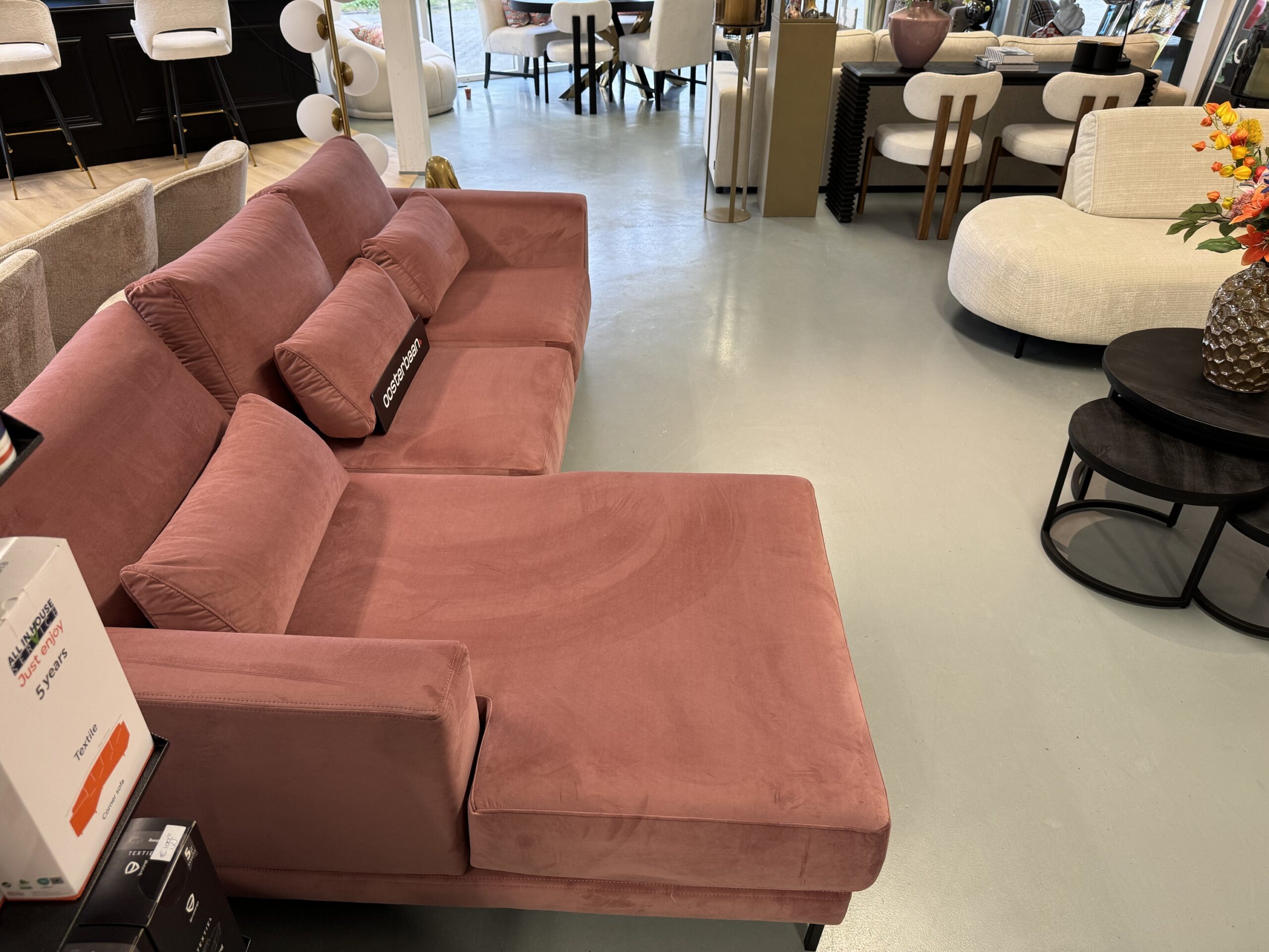 Luxe Velvet Loungebank Anna 170x260cm Roze - Afbeelding 4