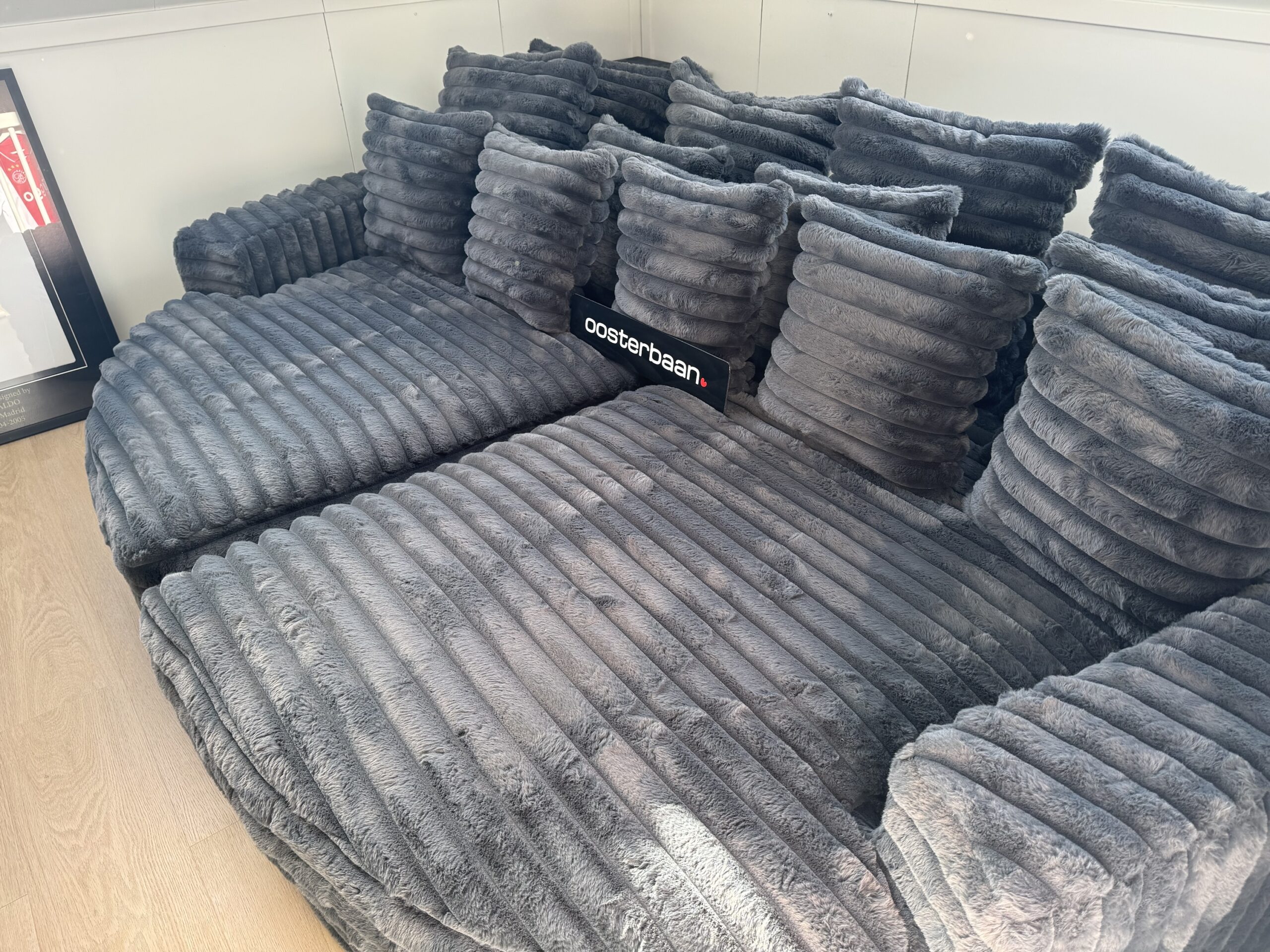 Luxe Velvet Fluffy Rib Loungebank Cozy Cinema 160x260cm Grijs - Afbeelding 5