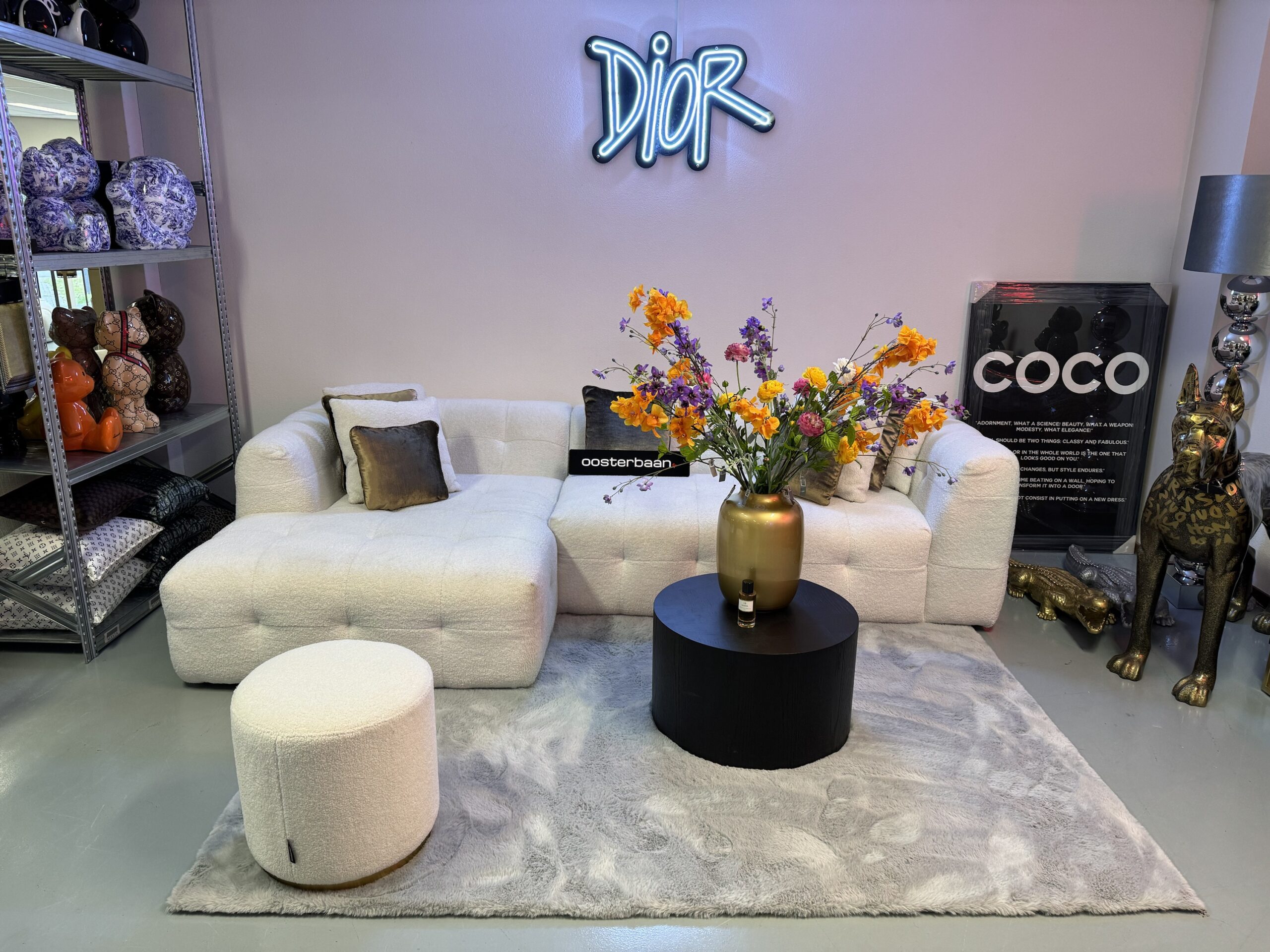 Luxe Velvet Teddy Loungebank Flipper 160x290cm NIEUW - WIT