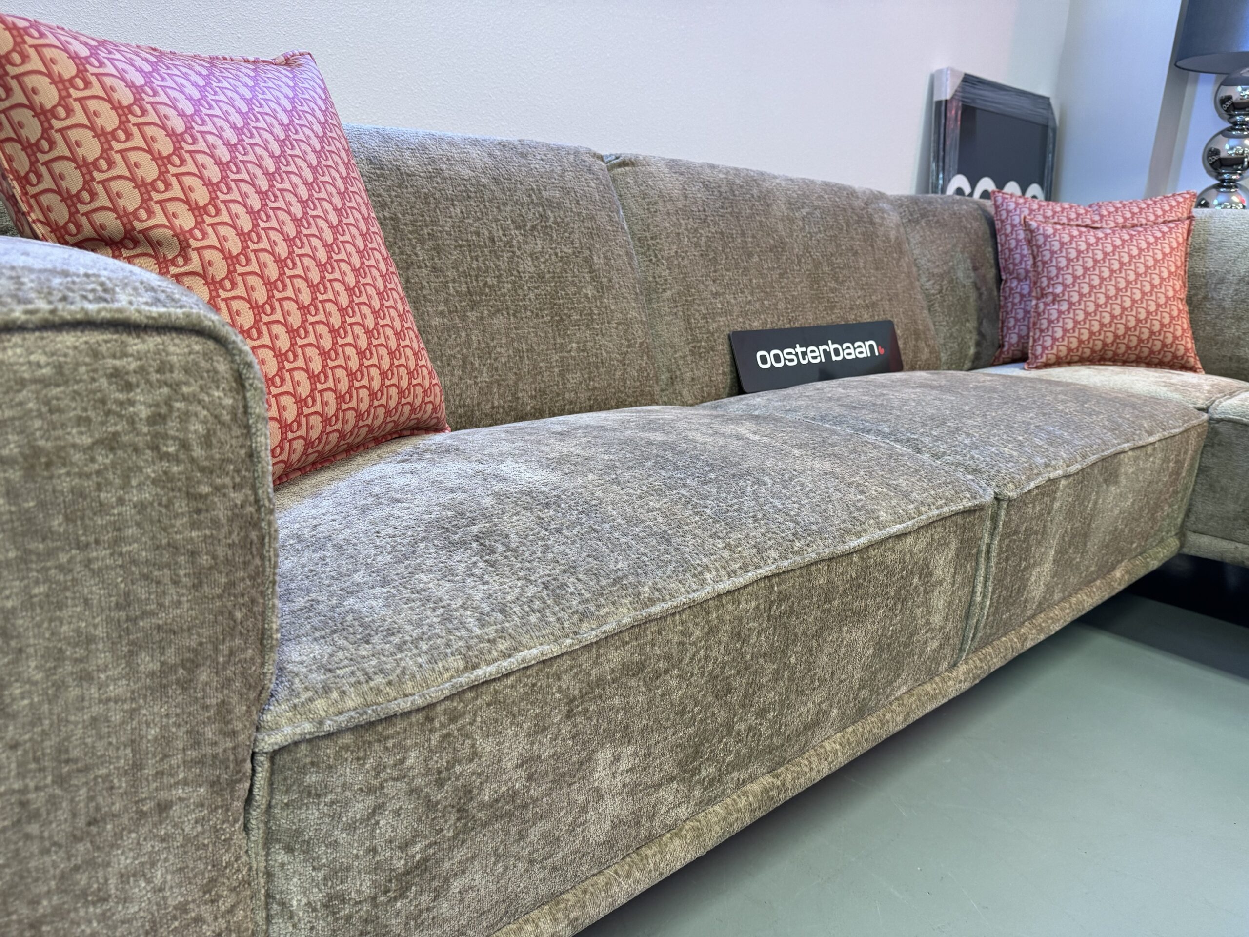 Luxe Velvet Teddy Loungebank Lasse 300x220cm Taupe Khaki Beige - Afbeelding 4