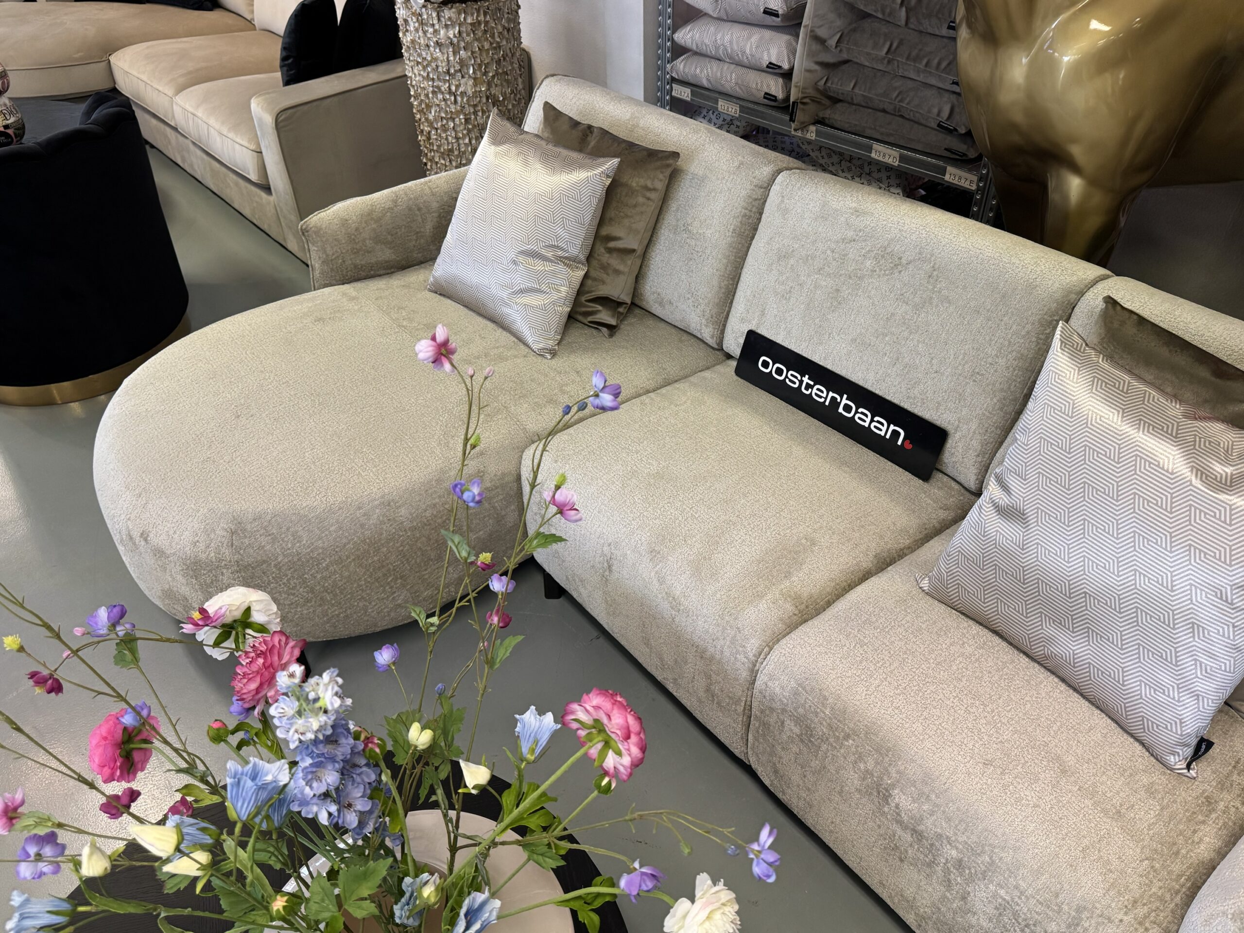 Luxe Velvet Teddy Design Loungebank Rosa Bergen902 Beige Khaki Sand - Afbeelding 2