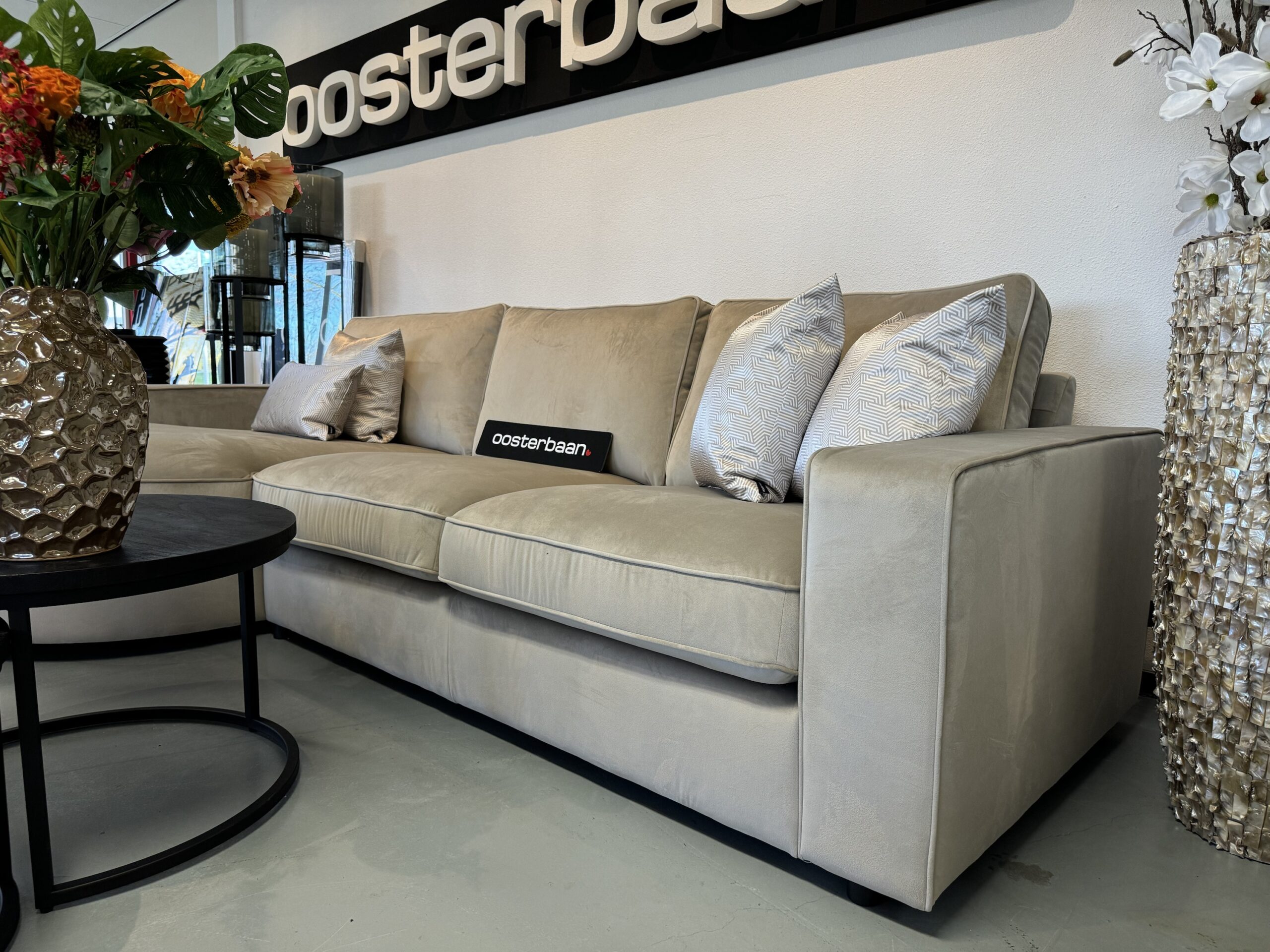 Luxe Velvet Loungebank Lio 170x295cm Beige Khaki Sand NIEUW - Afbeelding 4