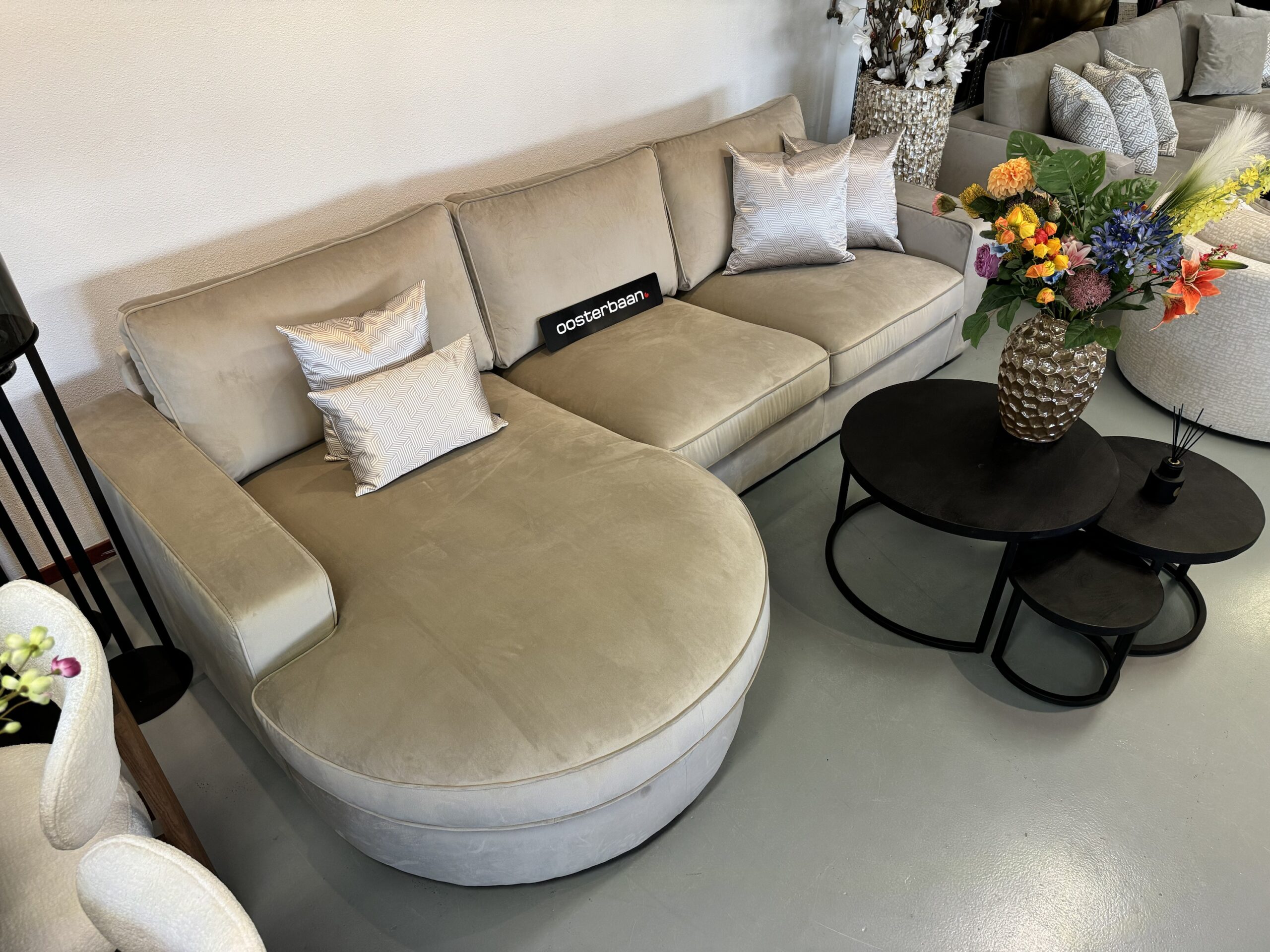 Luxe Velvet Loungebank Lio 170x295cm Beige Khaki Sand NIEUW - Afbeelding 2