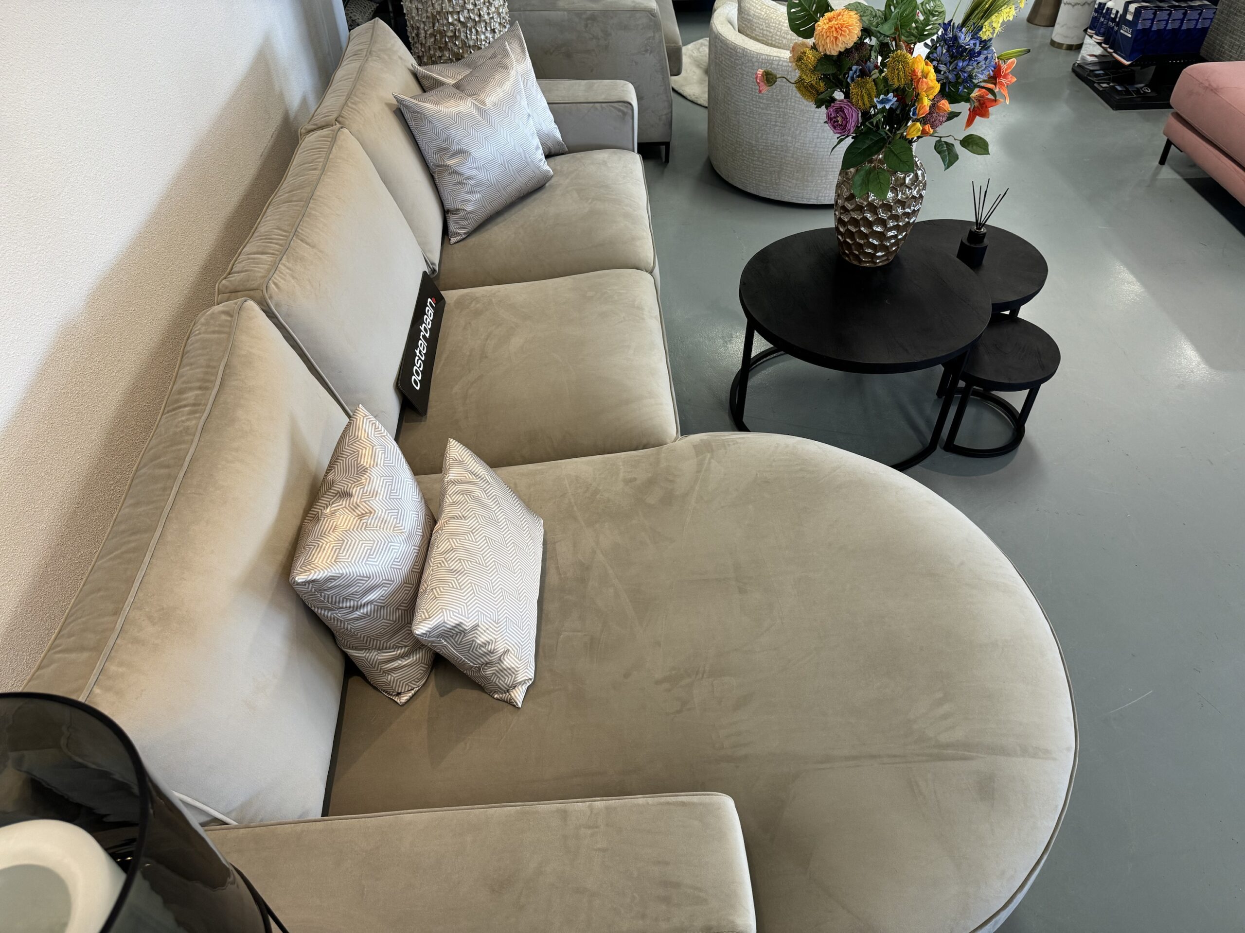 Luxe Velvet Loungebank Lio 170x295cm Beige Khaki Sand NIEUW - Afbeelding 3