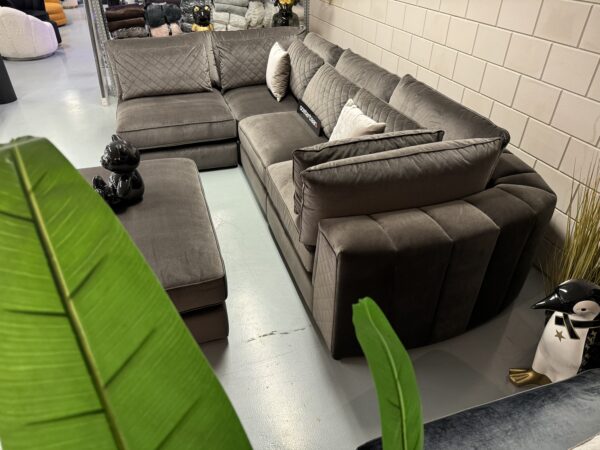 Luxe Velvet Elementen Loungebank Caesar 215x350cm NIEUW - Genova101 Bruin Grijs - Afbeelding 5