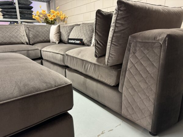 Luxe Velvet Elementen Loungebank Caesar 215x350cm NIEUW - Genova101 Bruin Grijs - Afbeelding 4