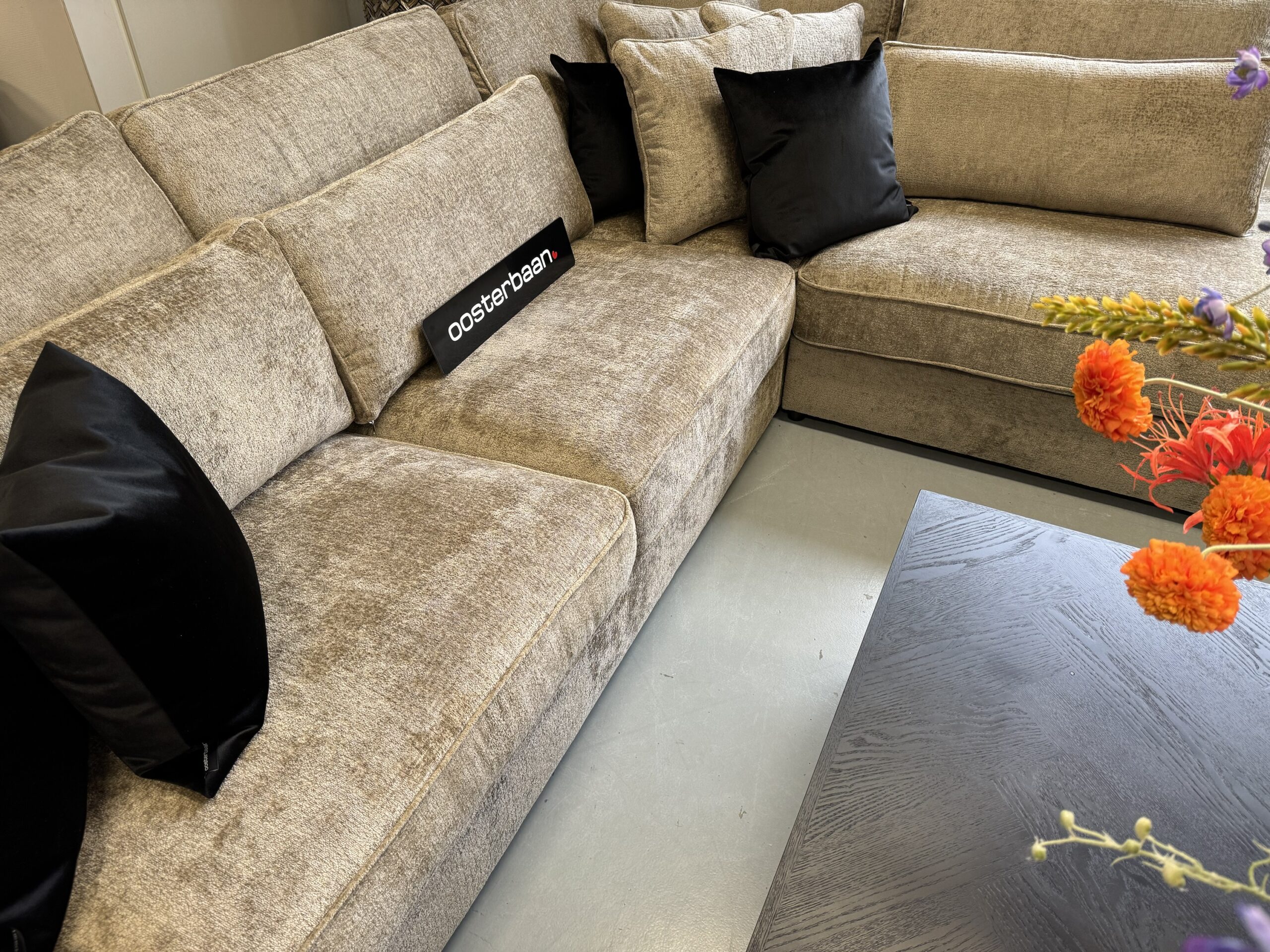 Luxe Velvet Hoekbank Pocket 310x250cm Bergen104 Beige Taupe Khaki - Afbeelding 4