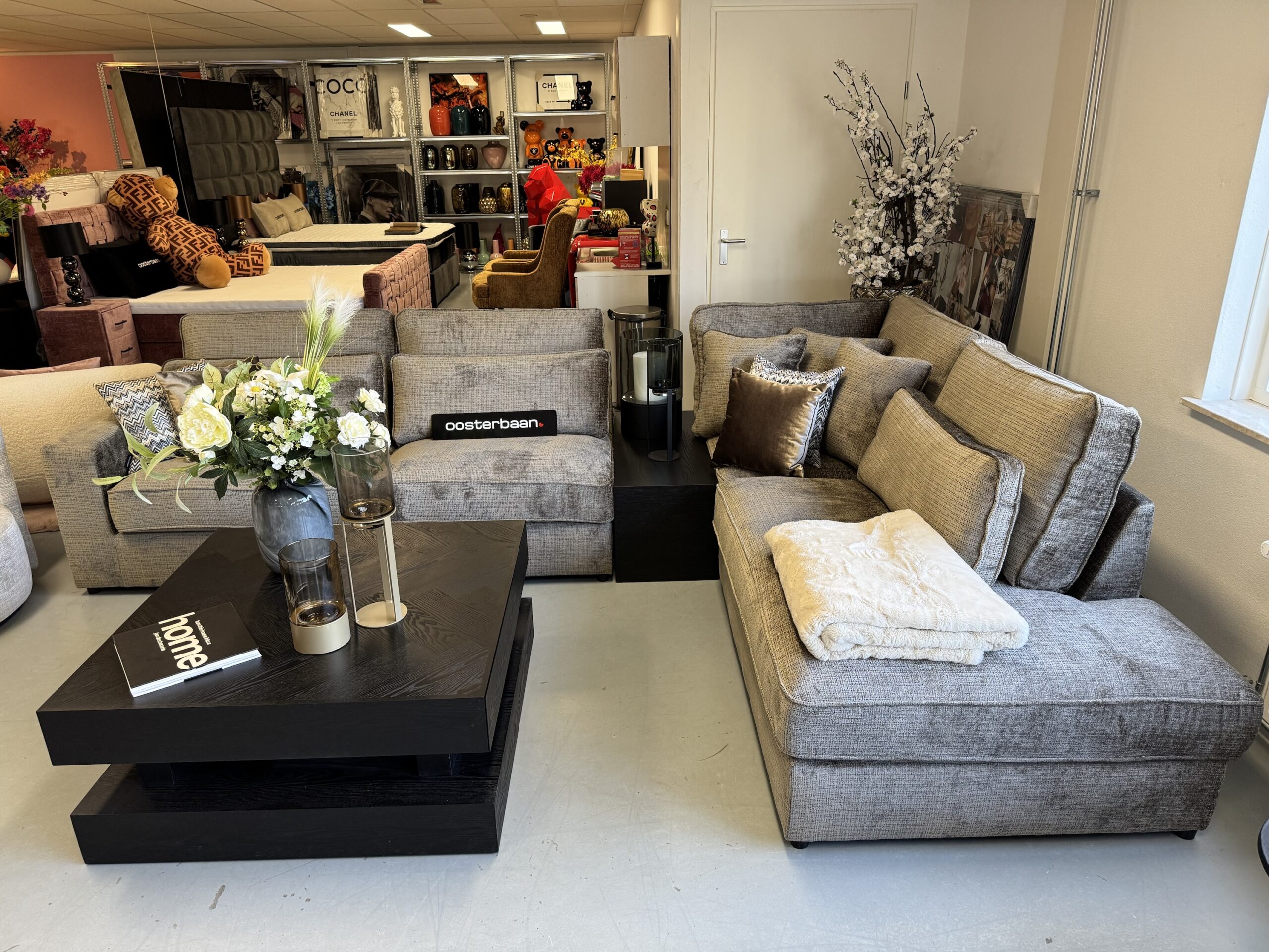 Luxe Velvet Teddy Hoekbank Pocket 310x250cm Niagara104 Stone Taupe Khaki