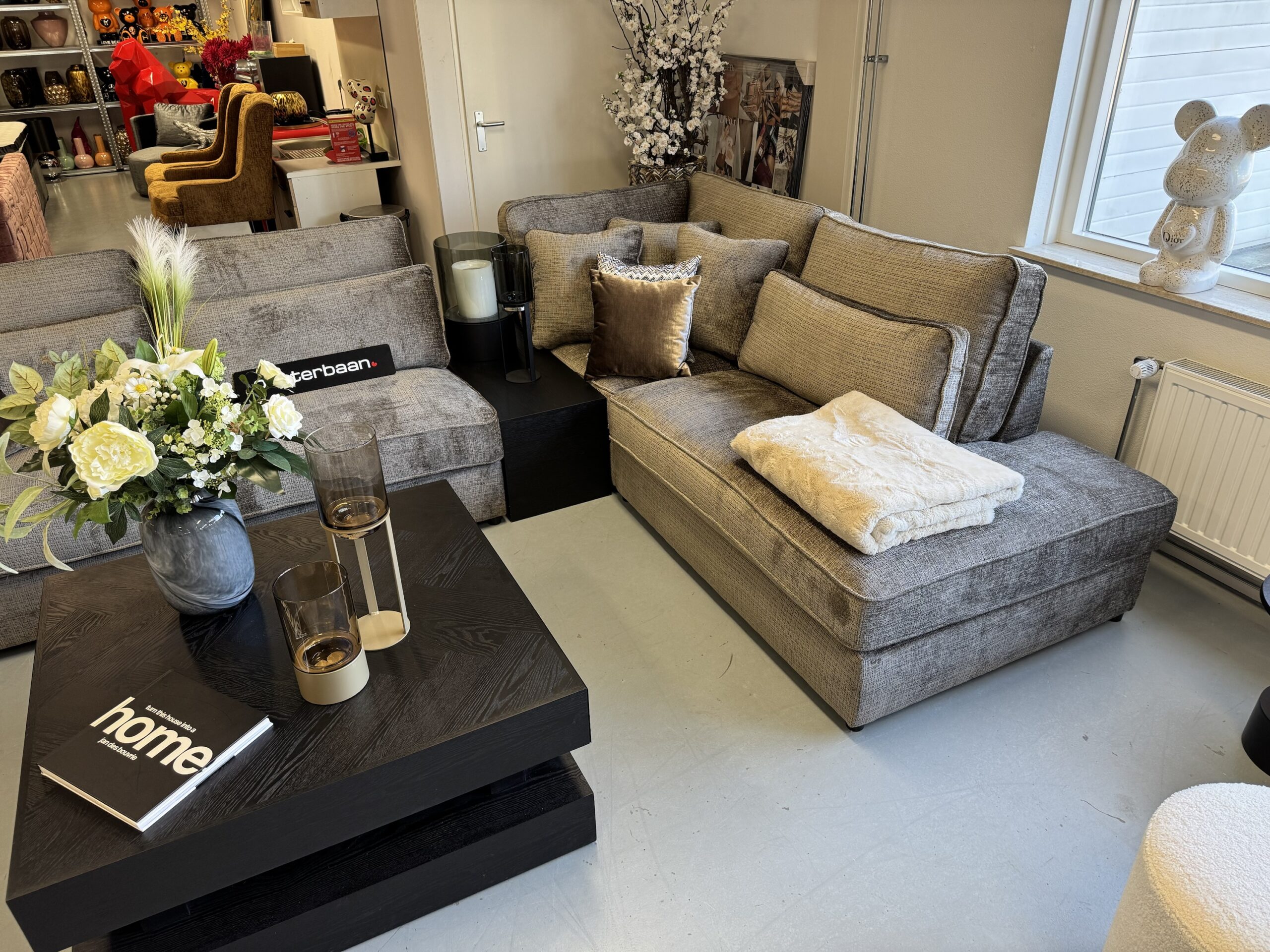 Luxe Velvet Teddy Hoekbank Pocket 310x250cm Niagara104 Stone Taupe Khaki - Afbeelding 8