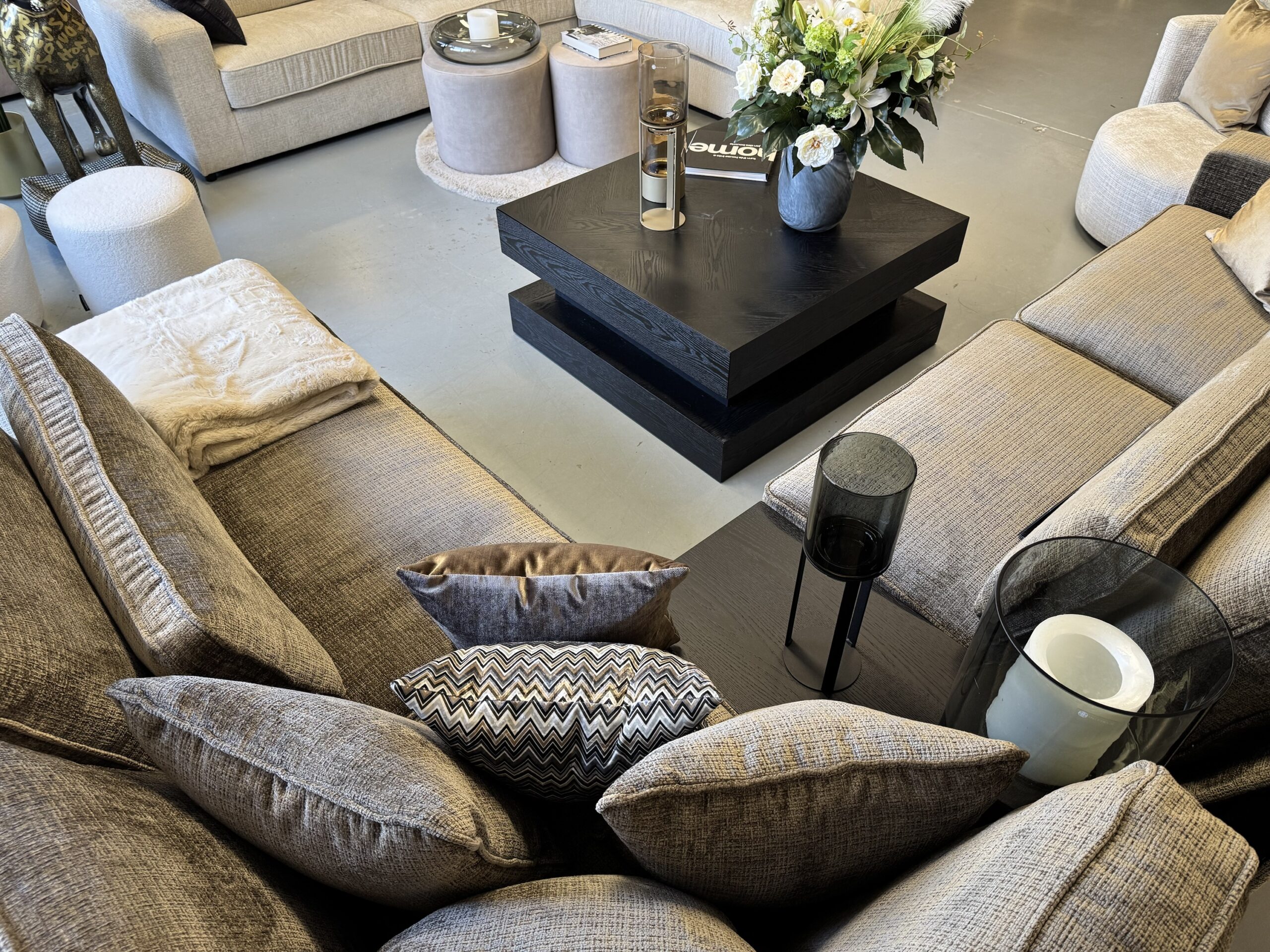 Luxe Velvet Teddy Hoekbank Pocket 310x250cm Niagara104 Stone Taupe Khaki - Afbeelding 3