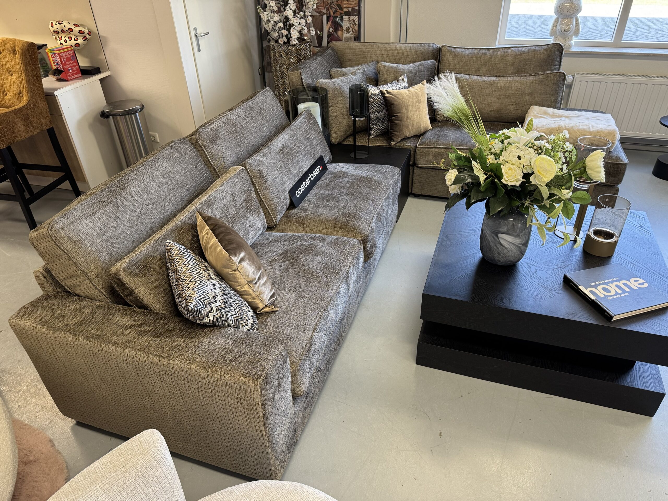 Luxe Velvet Teddy Hoekbank Pocket 310x250cm Niagara104 Stone Taupe Khaki - Afbeelding 4