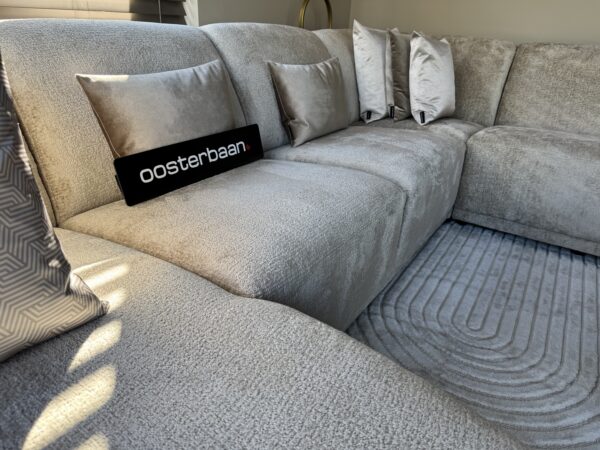 Luxe Teddy Velvet U-Bank Clyde 170x350x280cm Bergen902 Beige Sand Khaki - Afbeelding 2