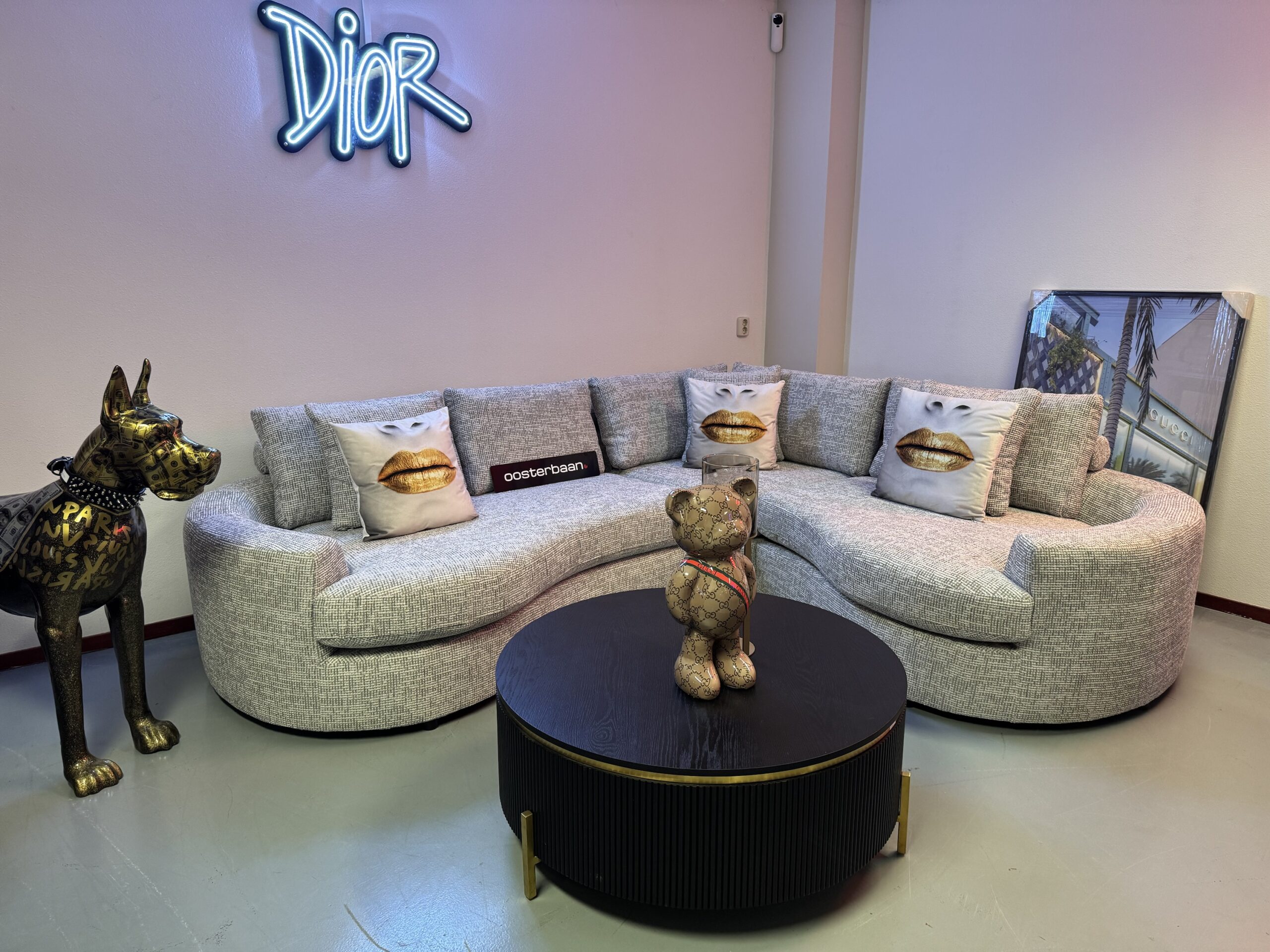 Luxe Teddy Velvet Hoekbank Jacco Special 280x250cm Coco Grey White