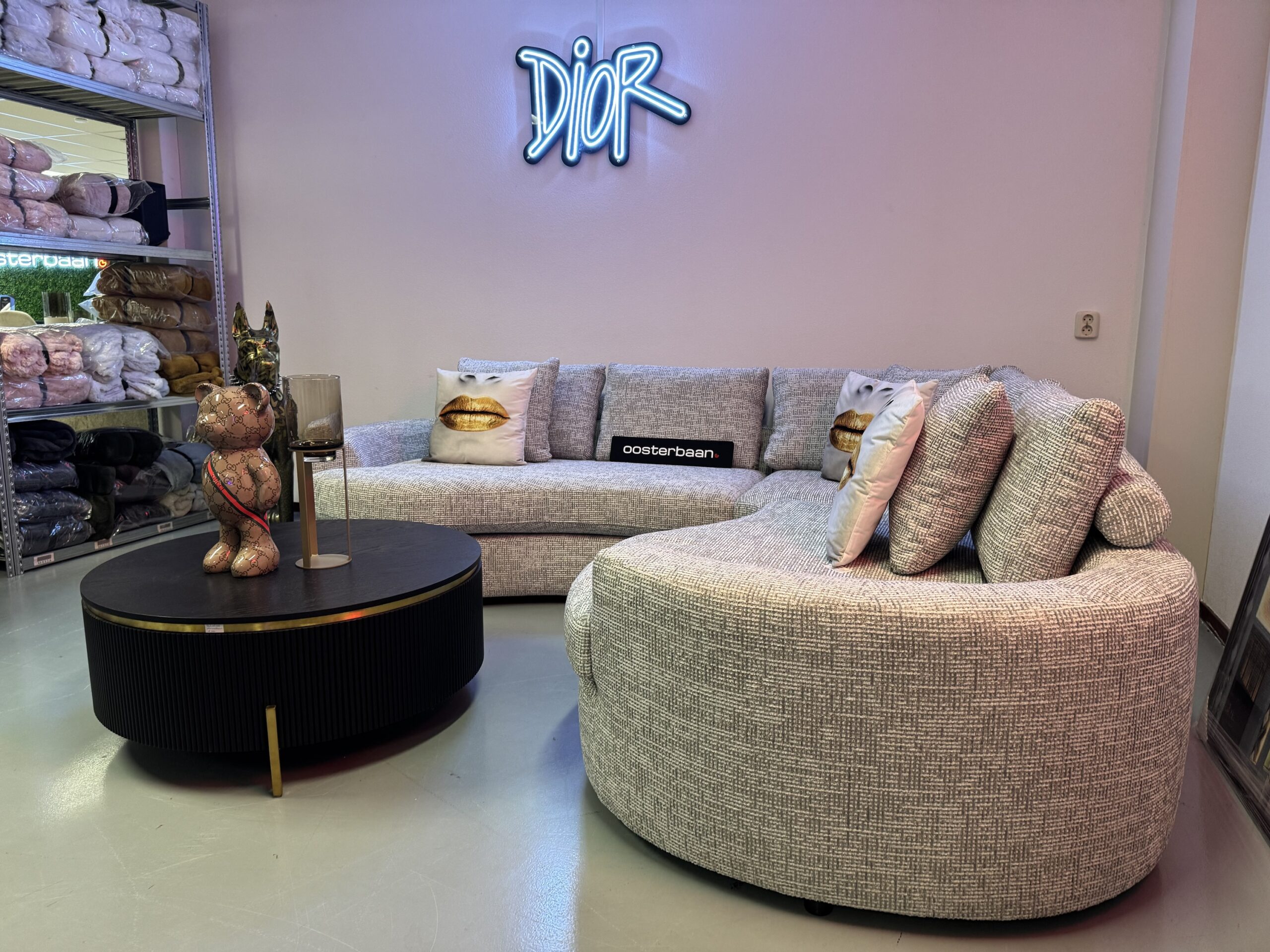 Luxe Teddy Velvet Hoekbank Jacco Special 280x250cm Coco Grey White - Afbeelding 4