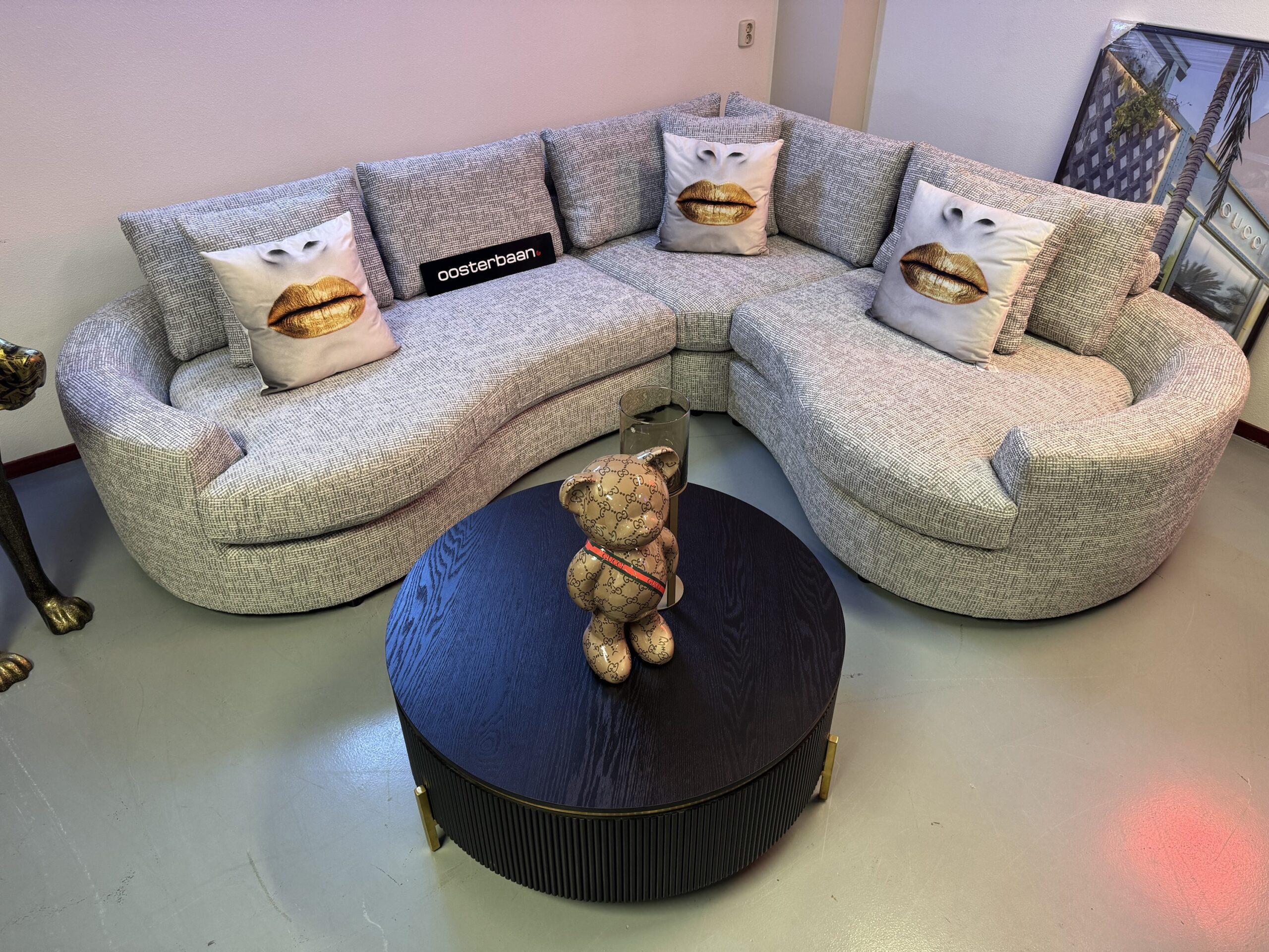 Luxe Teddy Velvet Hoekbank Jacco Special 280x250cm Coco Grey White - Afbeelding 3