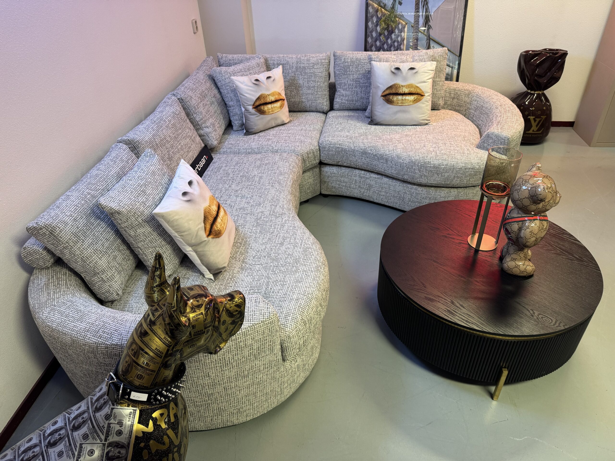 Luxe Teddy Velvet Hoekbank Jacco Special 280x250cm Coco Grey White - Afbeelding 5