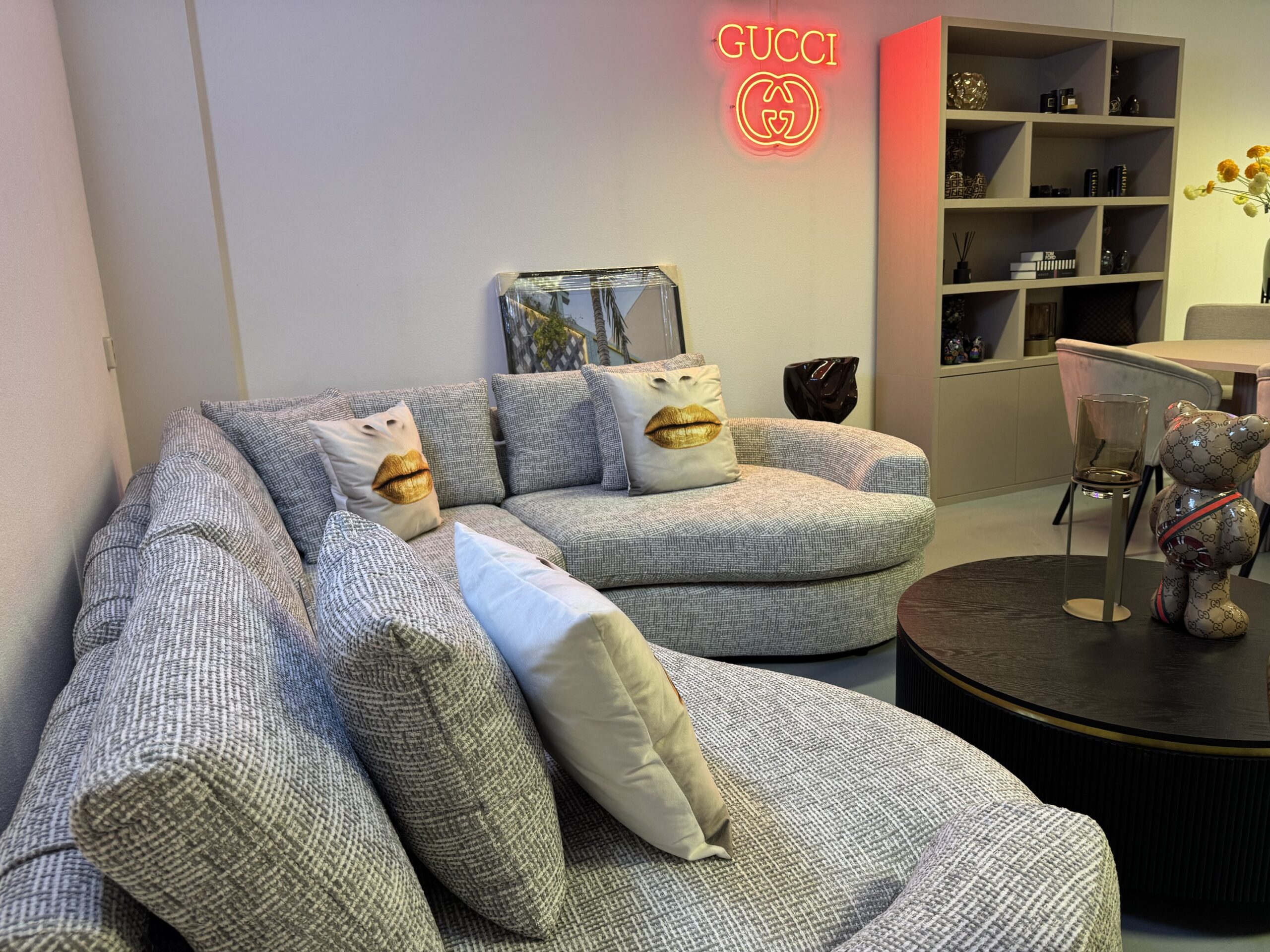 Luxe Teddy Velvet Hoekbank Jacco Special 280x250cm Coco Grey White - Afbeelding 9